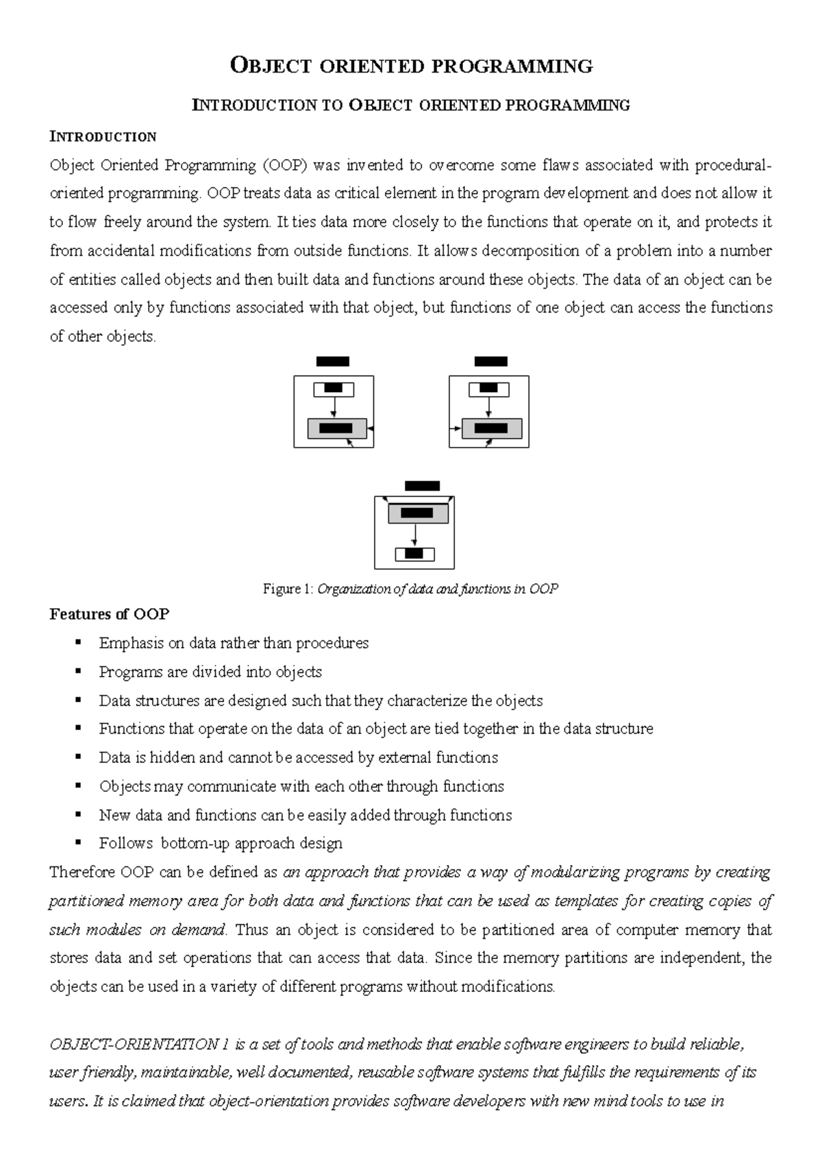 Object Oriented Programming Concepts and Techniques - CS101 Notes - Studocu