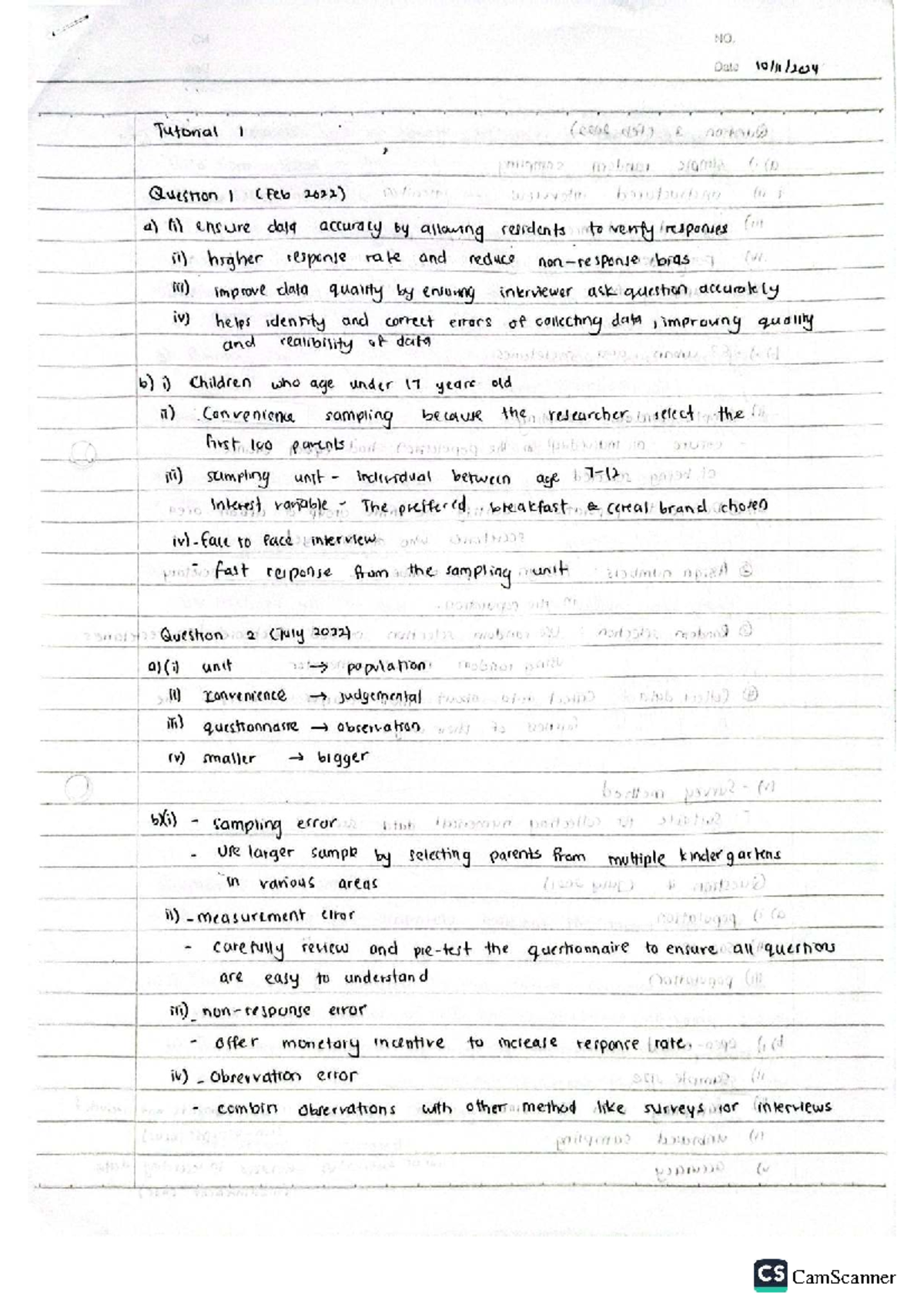 Tutorial Chapter 1 STA552: Data Collection Methods and Sampling ...