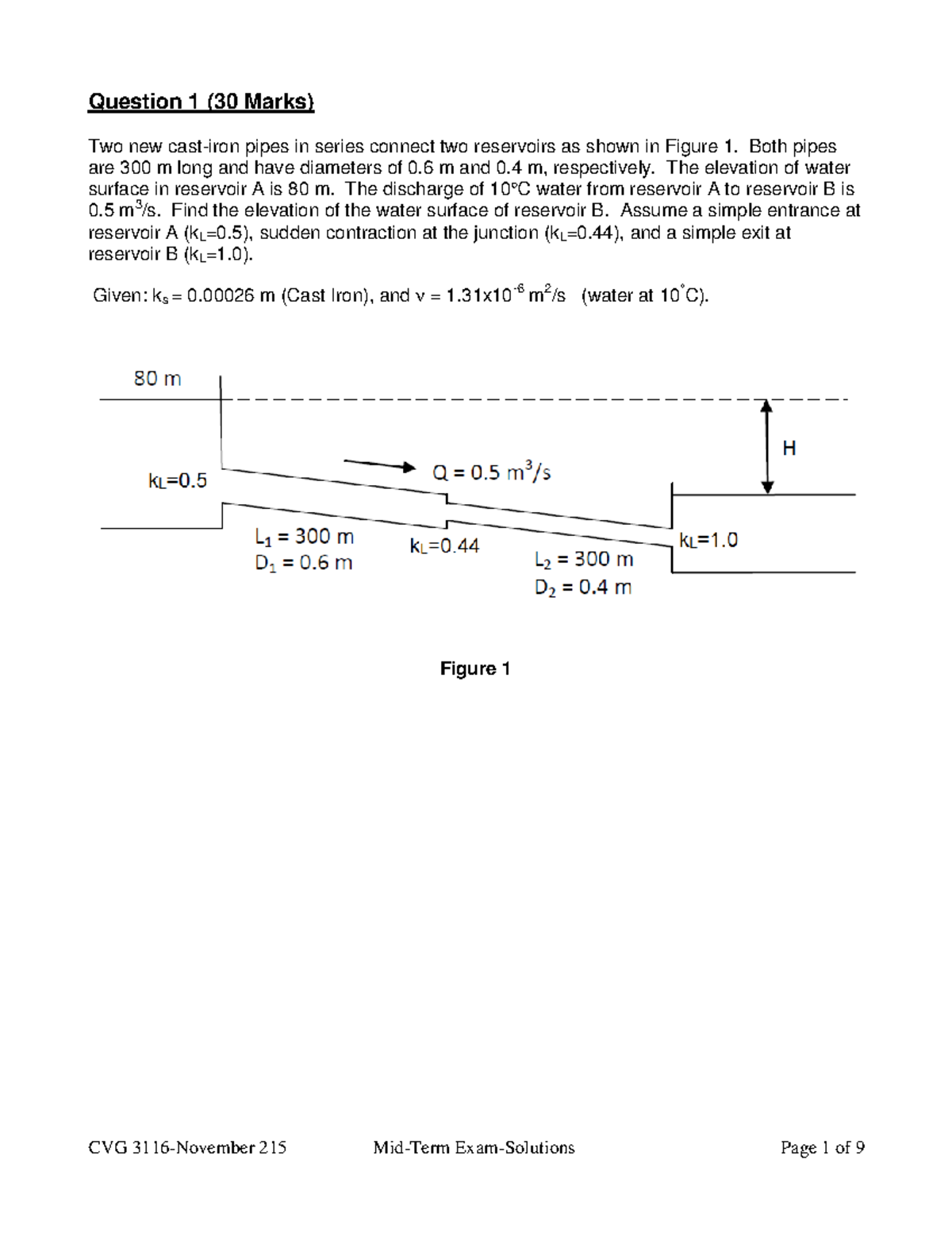 Midterm Exam Solutions for CVG 3116 - September 2015 - Studocu