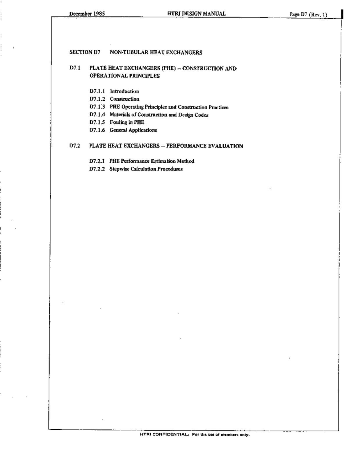 HTRI D7 Design Manual: Plate Heat Exchangers Construction & Performance ...