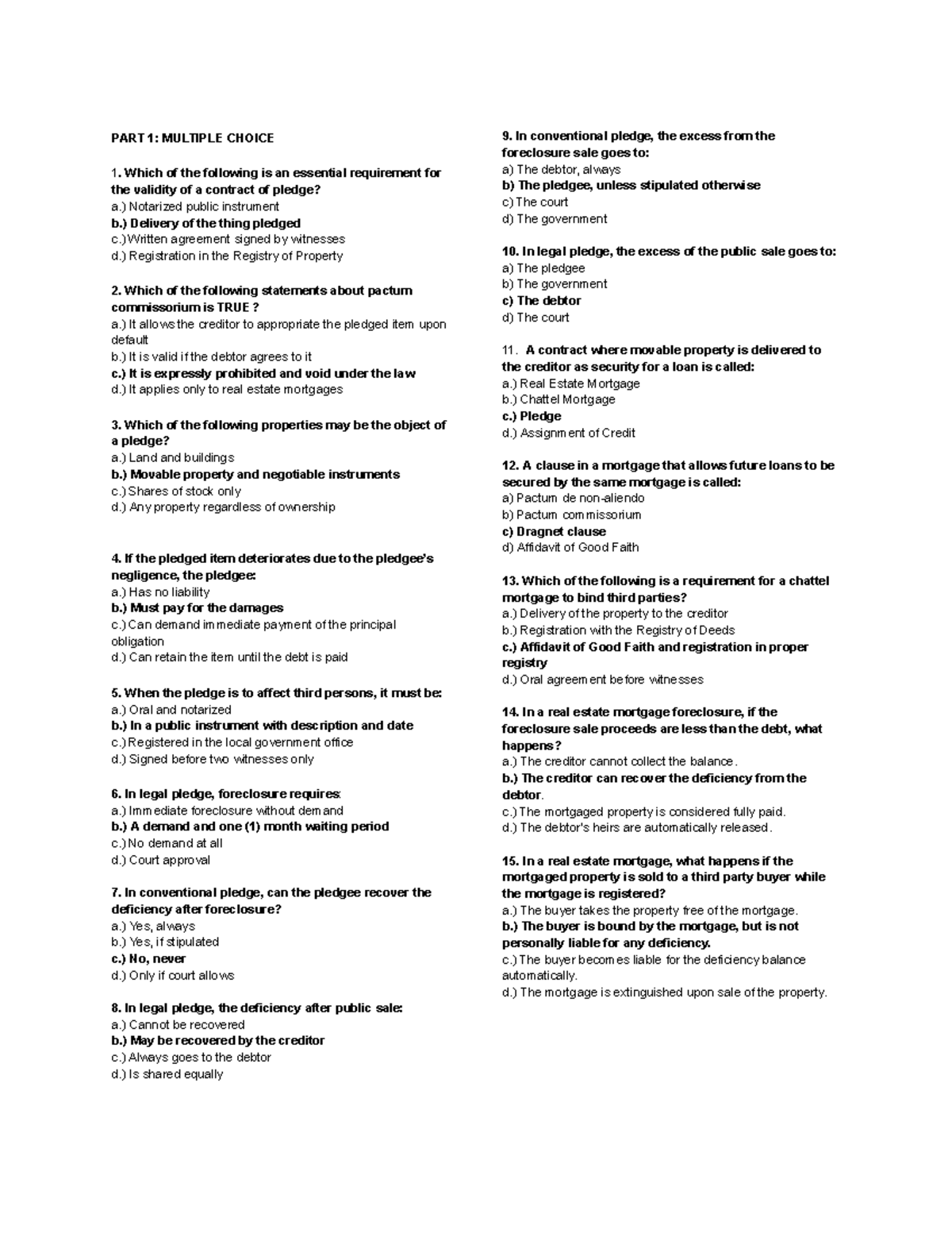 Group 10: Credit Transaction - Multiple Choice Questions - Studocu