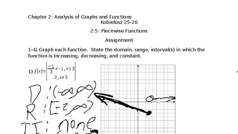 Chapter 2.5 Assignment: Analyzing Piecewise Functions - Studocu
