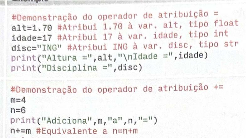 Atribuição e Impressão de Variáveis em Python - ING - Studocu