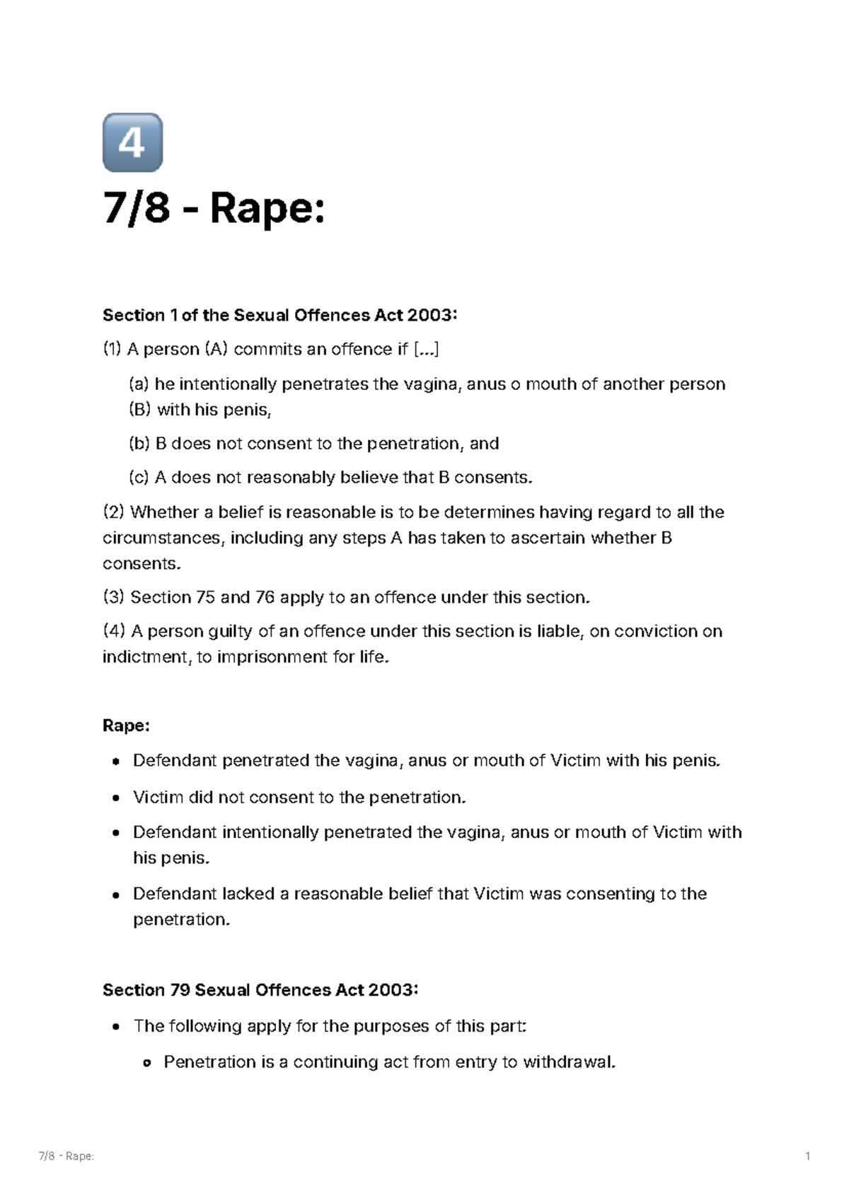 Unit Four - Overview of Rape Laws & Consent (Law 101) - Studocu
