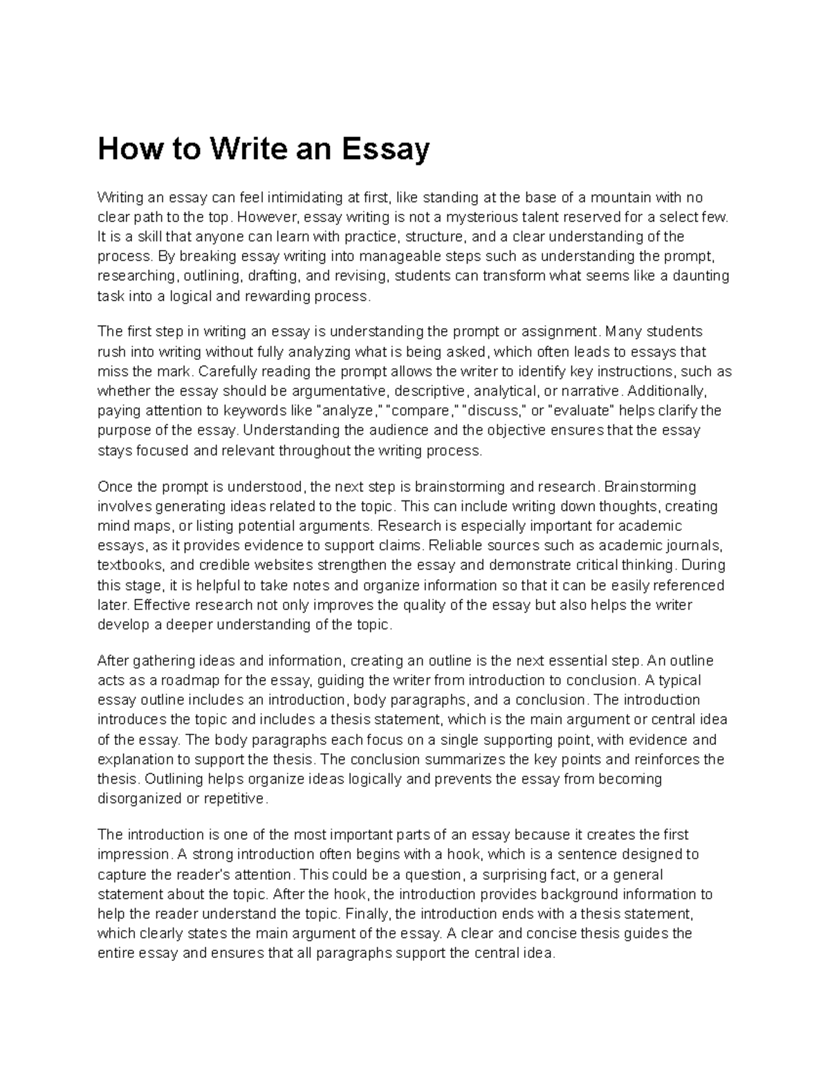 Essay Writing Guide: Steps to Success in Academic Writing - Studocu
