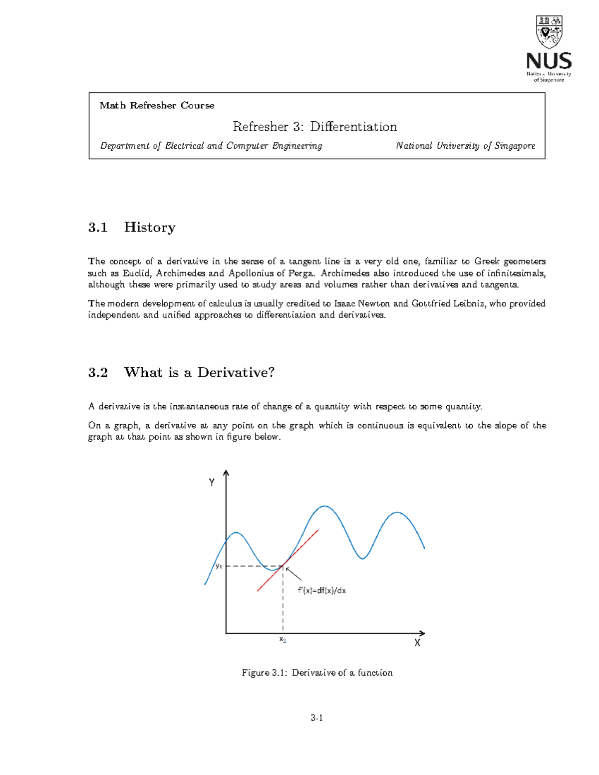 Lecture 3: Differentiation - Math Refresher Course ECE 3.1 - Studocu