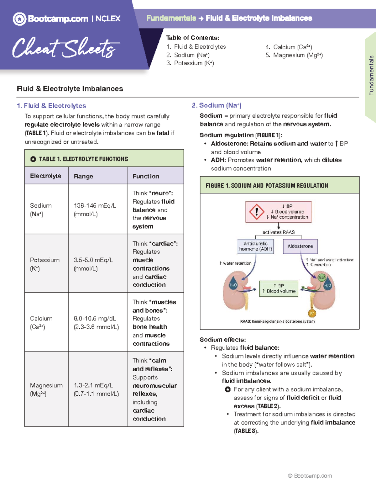Fluid & Electrolyte Imbalances Cheat Sheet (NUR 101) - Studocu