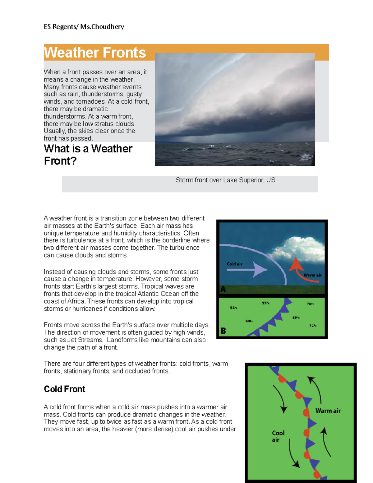 Figure 10-3 shows a typical warm front profile (A) and cold front profile  (B). Answer the following questions related... | Course Hero, image size:1200x1553