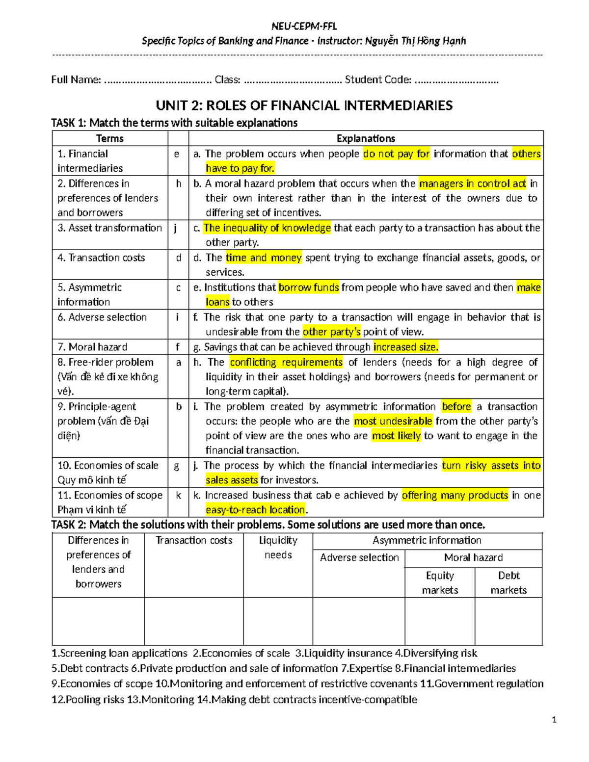Unit 2: Roles of Financial Intermediaries - Banking and Finance Study ...