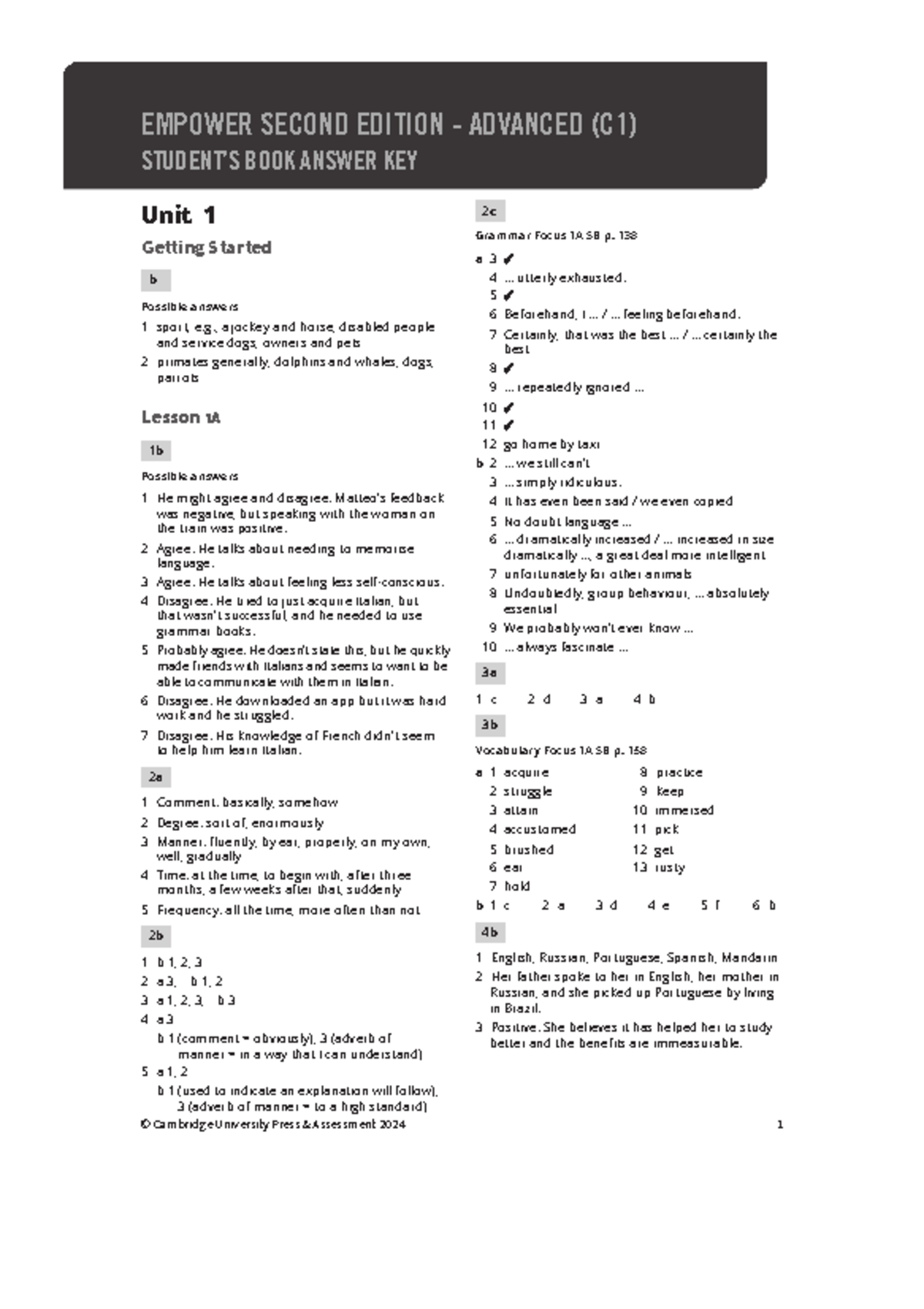 Empower Advanced Student's Book Answer Key - EMPOWER SECOND EDITION ...