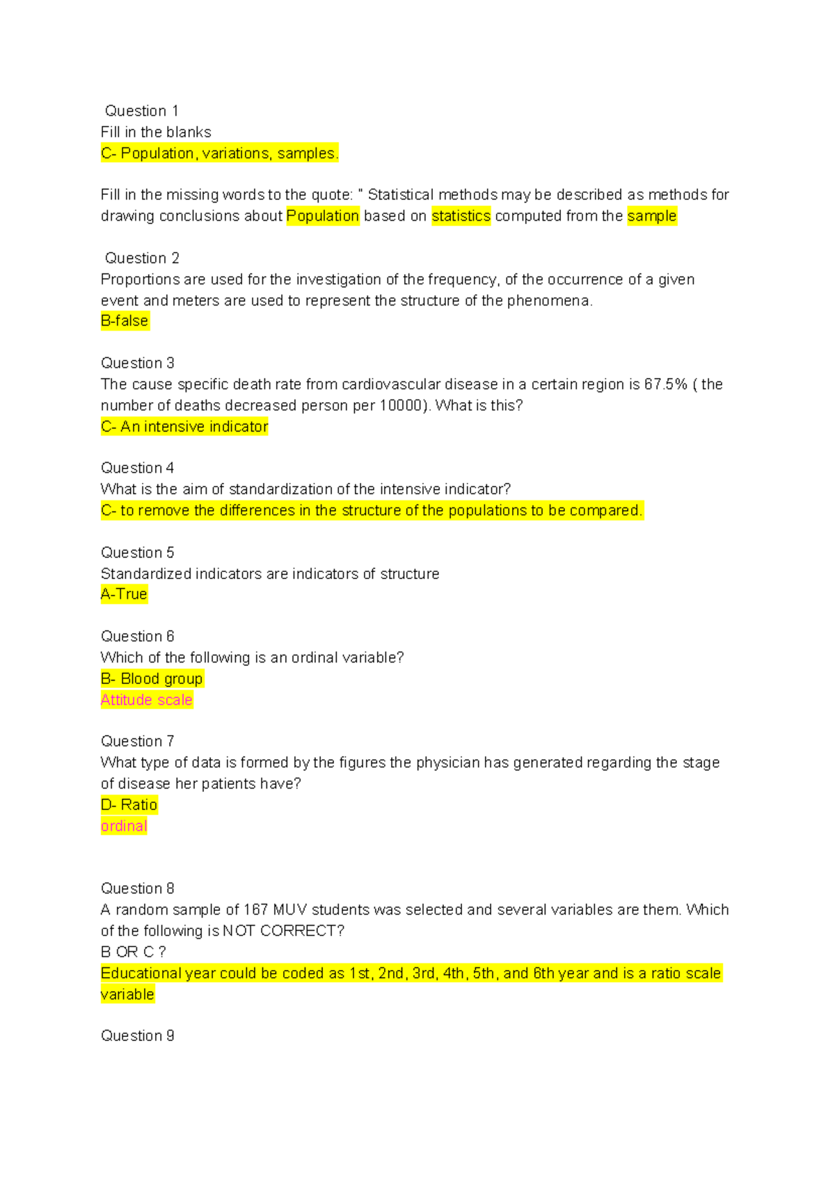 CS 101 - Statistical Methods: Fill in the Blanks & Concepts - Studocu