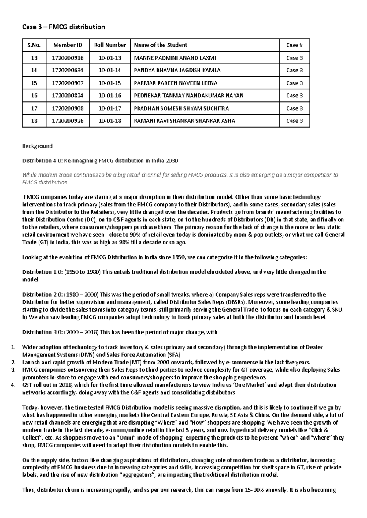 Case Study 3: FMCG Distribution Evolution and Future Trends - Studocu