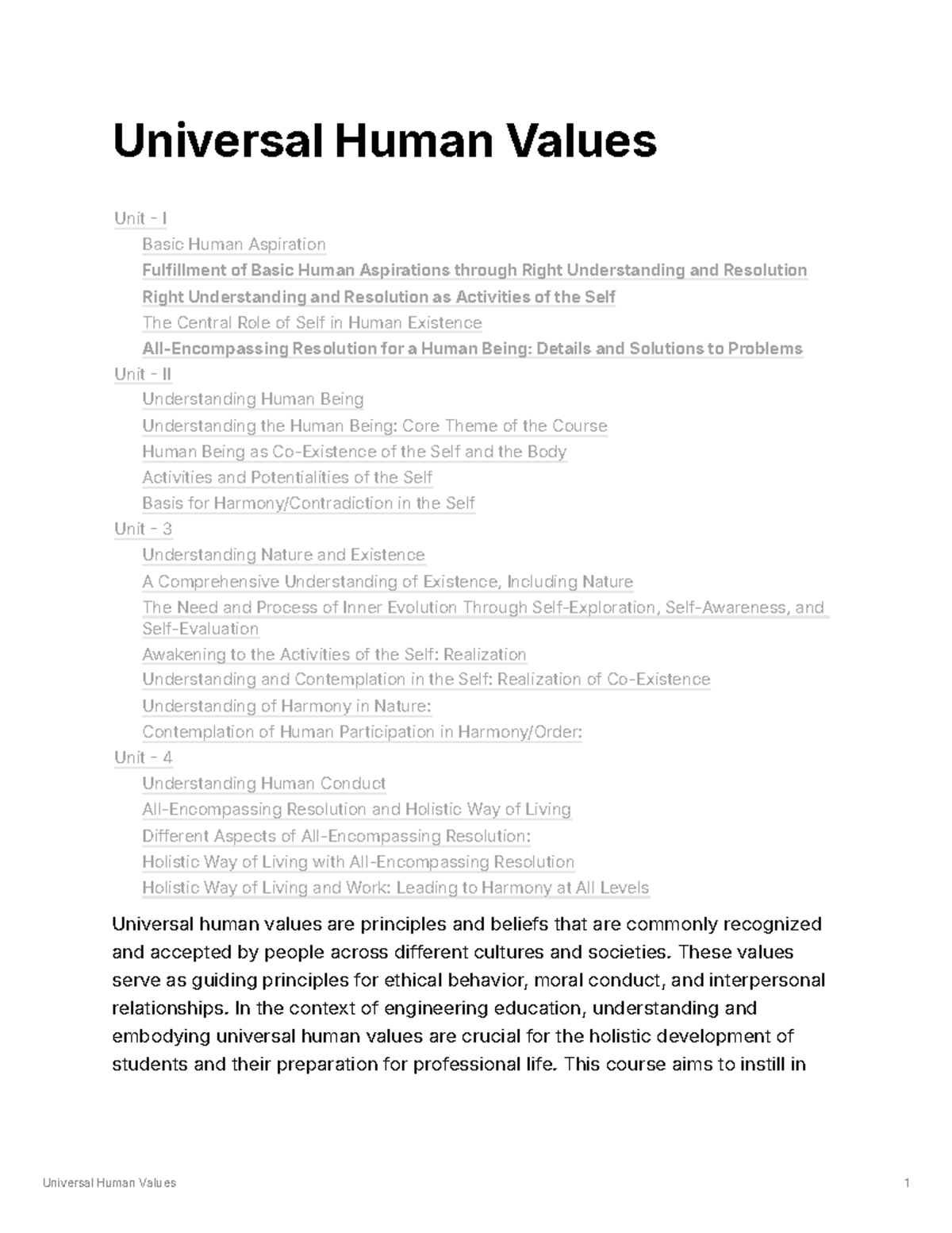 UHV 101: Comprehensive End-Semester Notes on Universal Human Values ...
