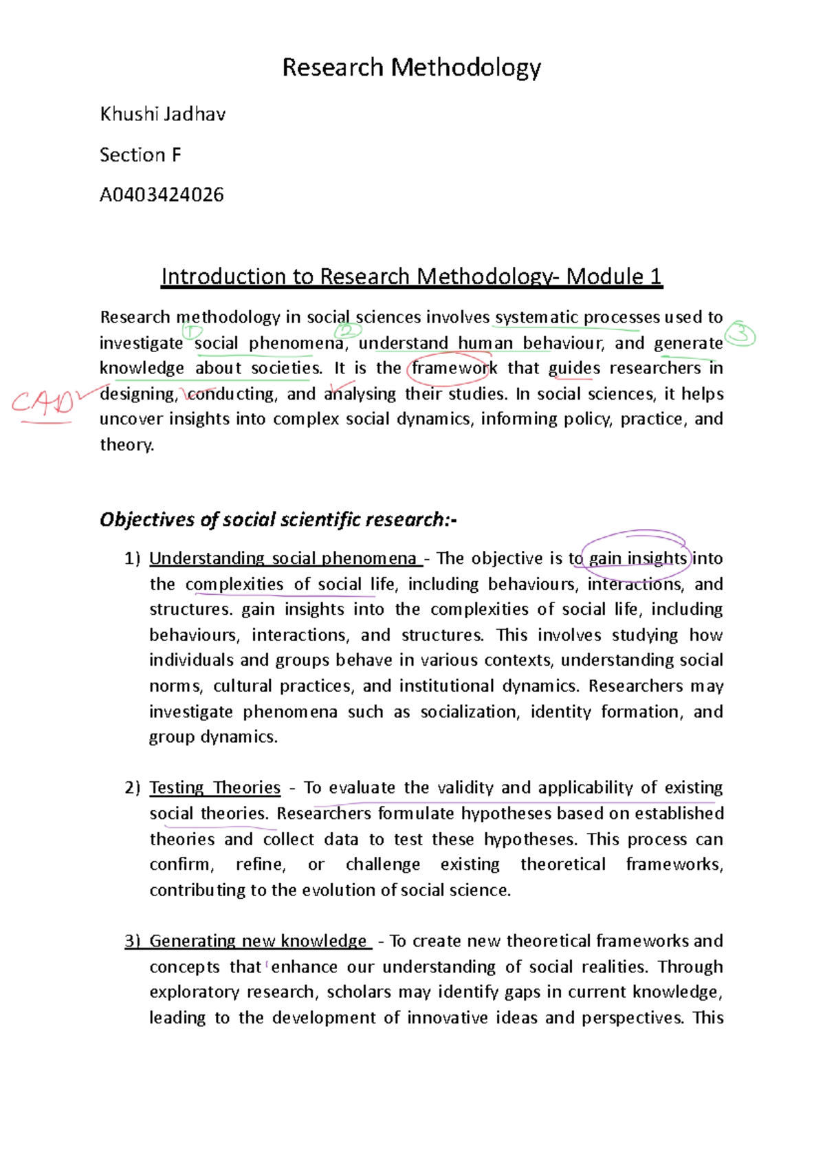 Research Methodology assignment - Khushi Jadhav Section F A ...