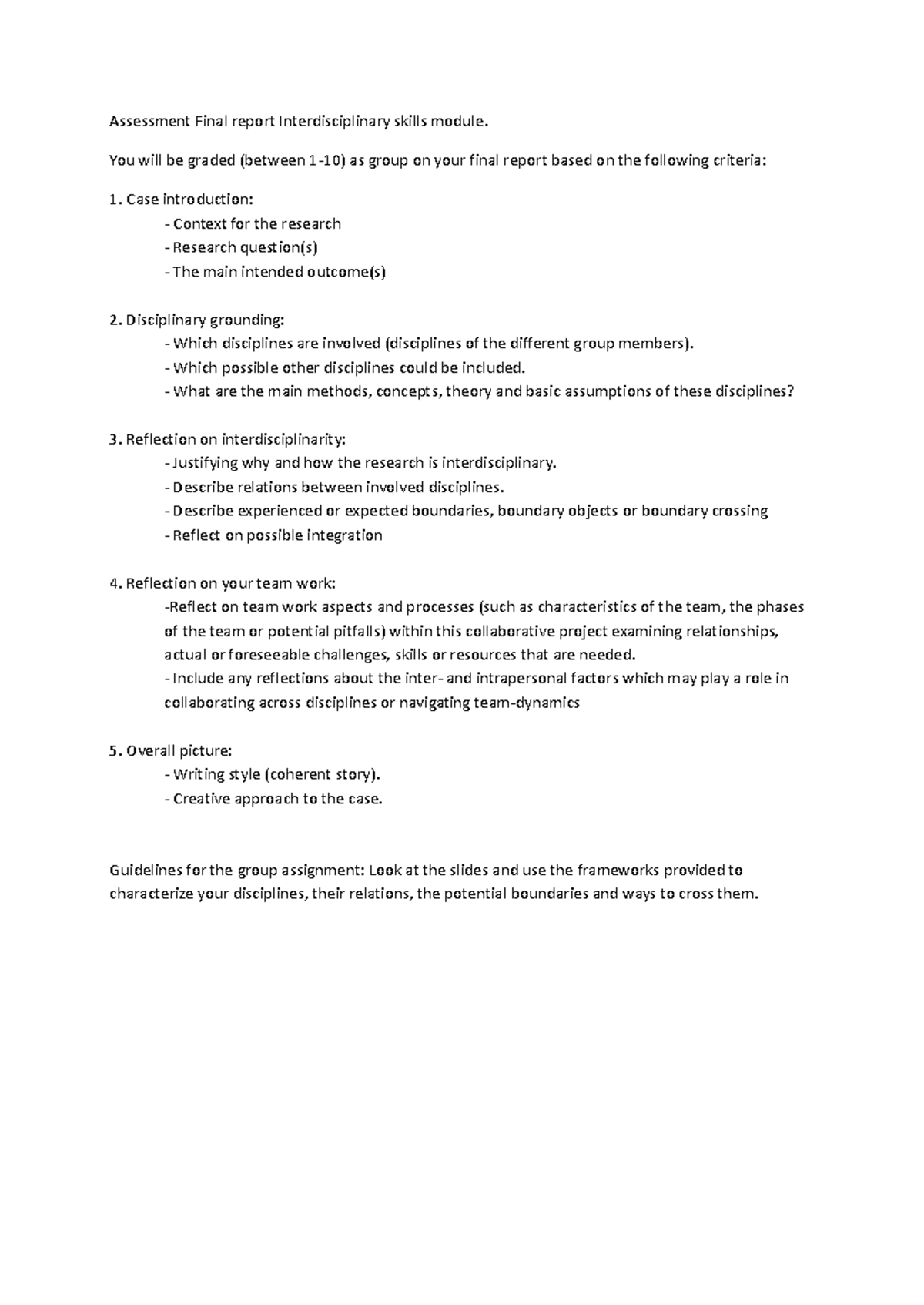 Assessment Final Report: Interdisciplinary Skills Module 2025-2026 ...