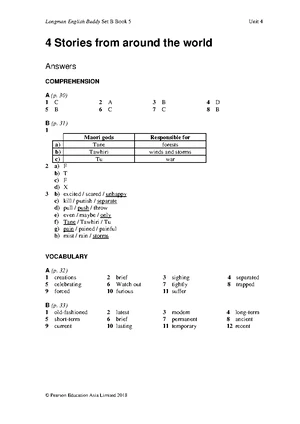 Longman English Buddy Set B5 - Unit 1: Friends & Family Guide - Studocu