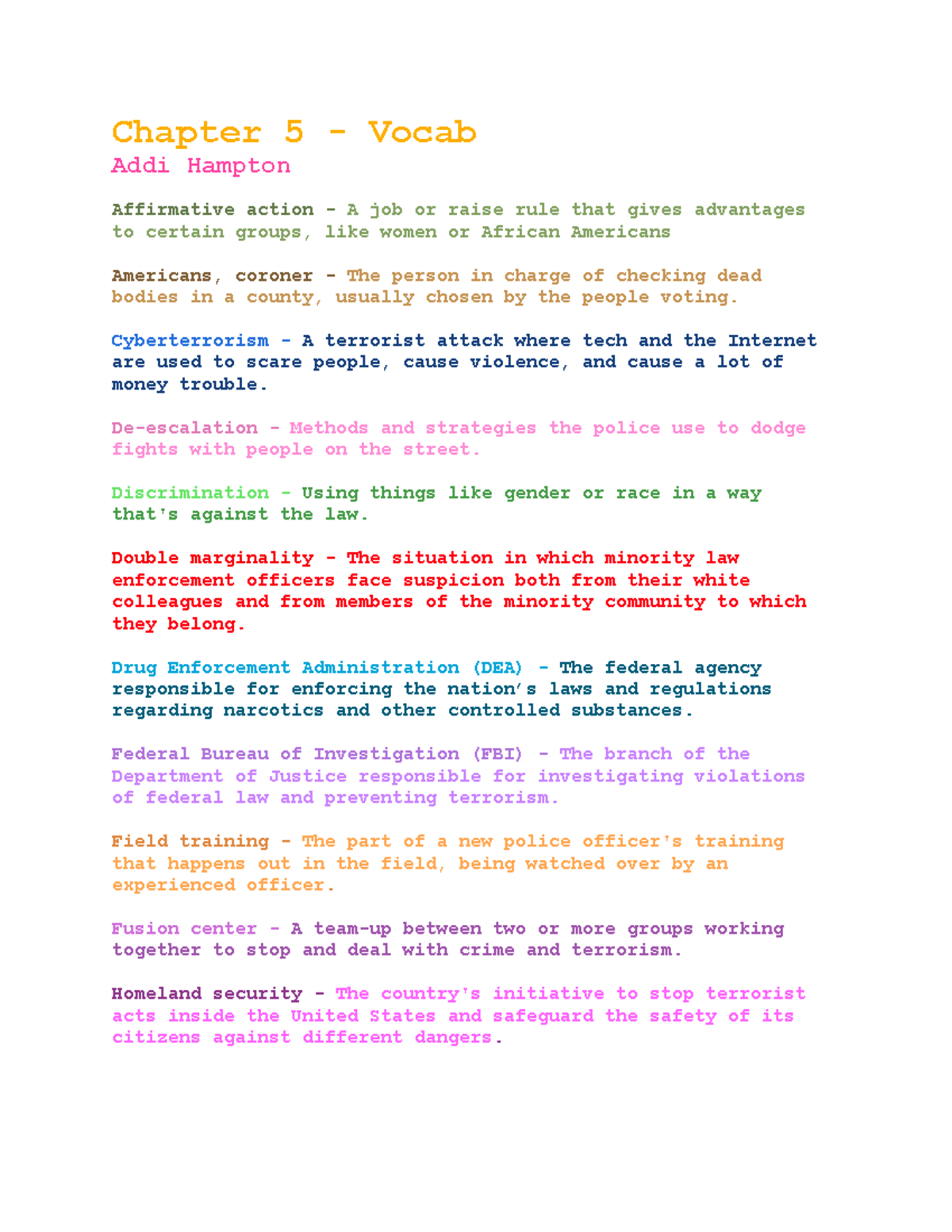 Chapter 5 - Vocab - Chapter 5 - Vocab Addi Hampton Affirmative action ...