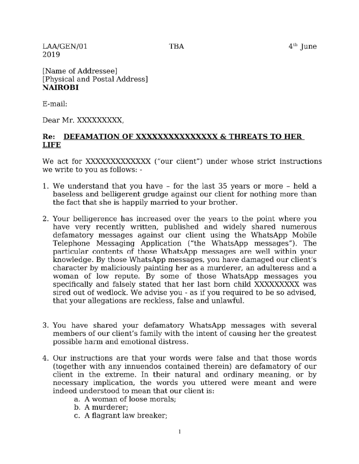 Week 3 - Demand Letter for Defamation Case Analysis - Studocu