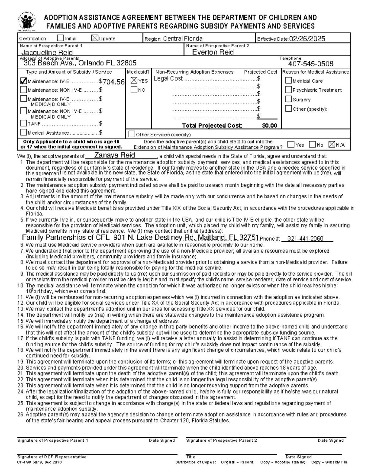 COLA AAA 2025- Zanaya - understand - CF-FSP 5079, Dec 2018 Distribution ...