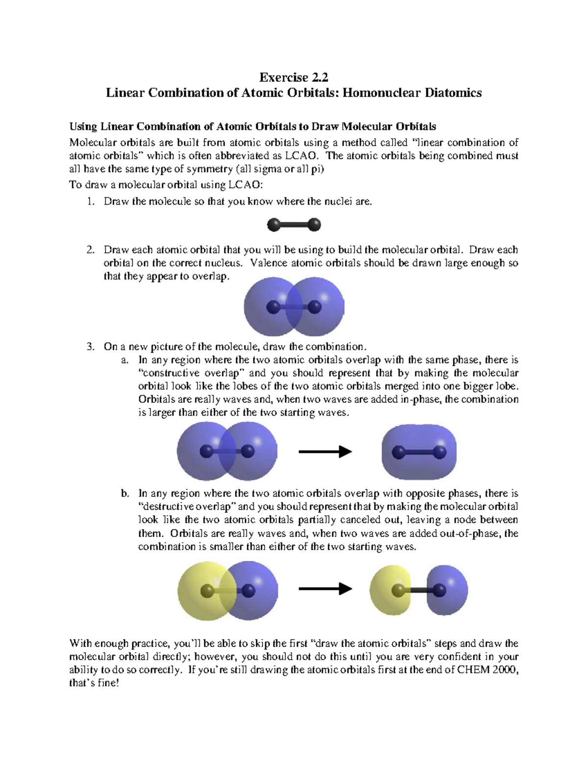 CHEM 2000 - Linear Combination of Atomic Orbitals in Diatomic Molecules ...
