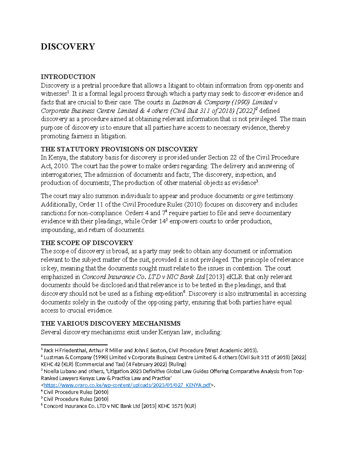 Legal Discovery Procedure in Kenya: Statutory Provisions & Mechanisms ...