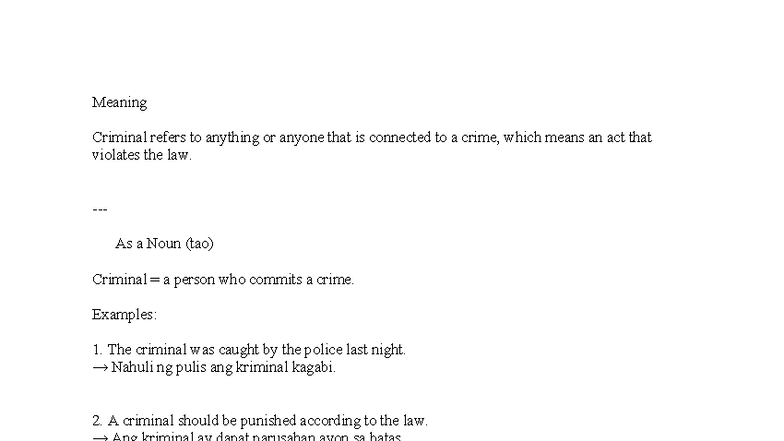 Criminal Terminology and Usage: A Study Guide - Studocu