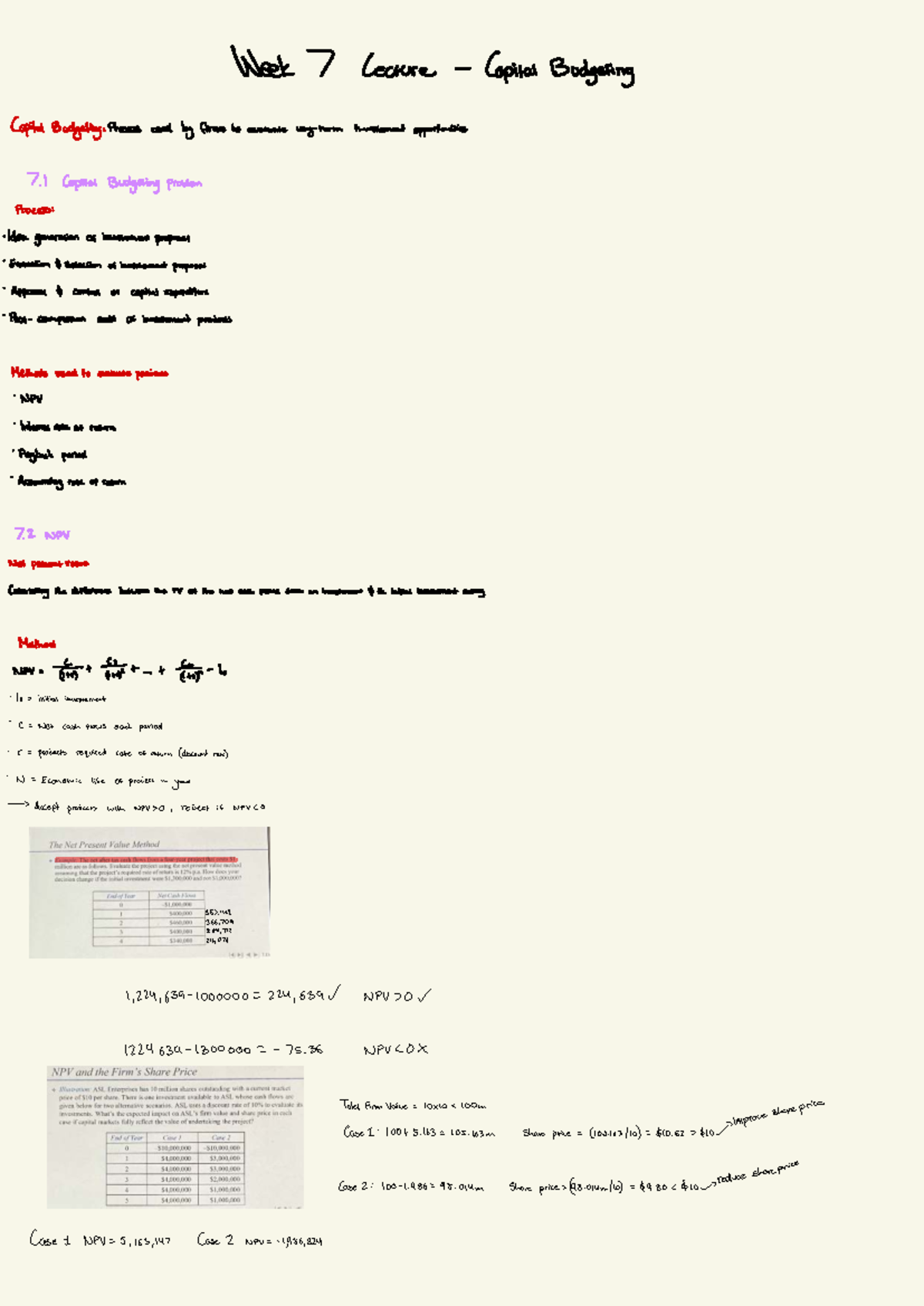 Week 7 Lecture - Capital Budgeting Process & Evaluation Methods - Studocu