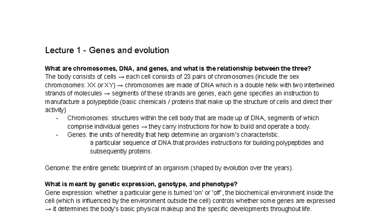 PSY101 Lecture 1: Genes, Evolution, and Behavioral Genetics Overview ...