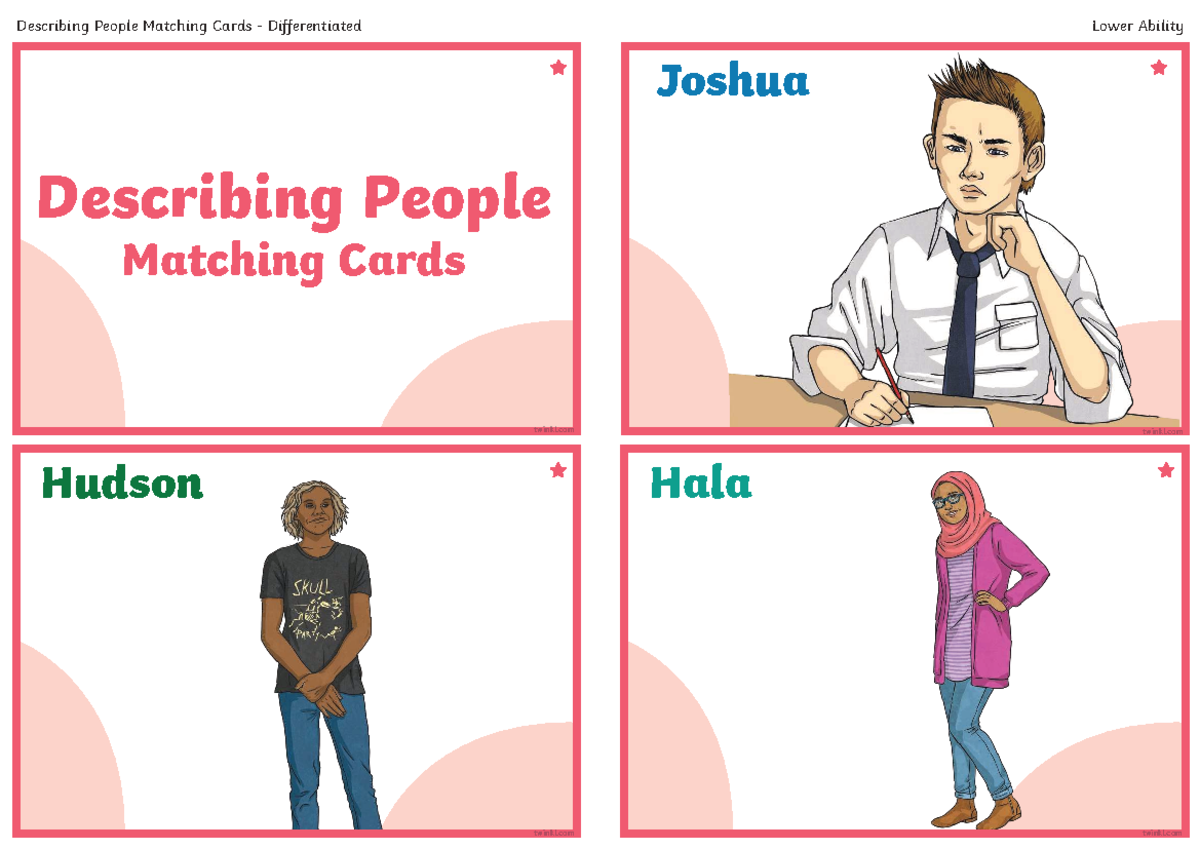 Describing People Matching Cards - Differentiated Lower & Higher ...