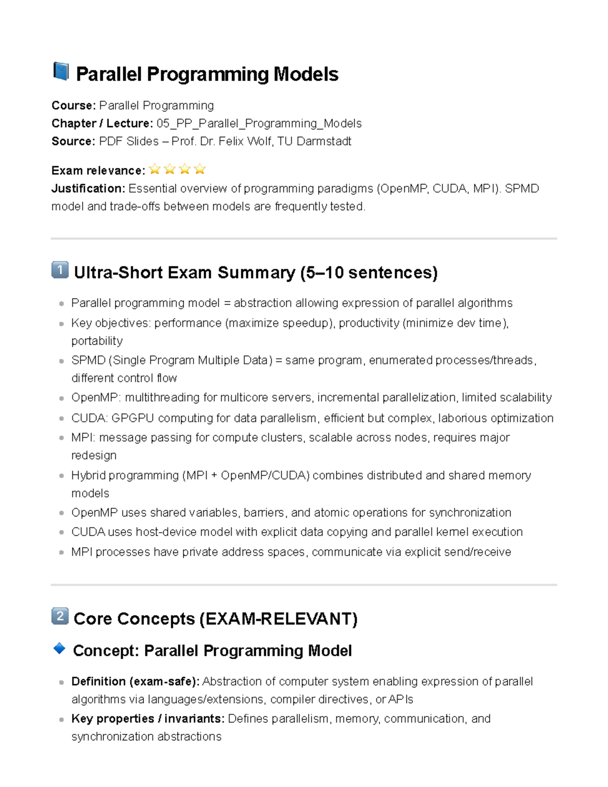 05 Parallel Programming Models: Lecture on SPMD, OpenMP, CUDA, MPI ...
