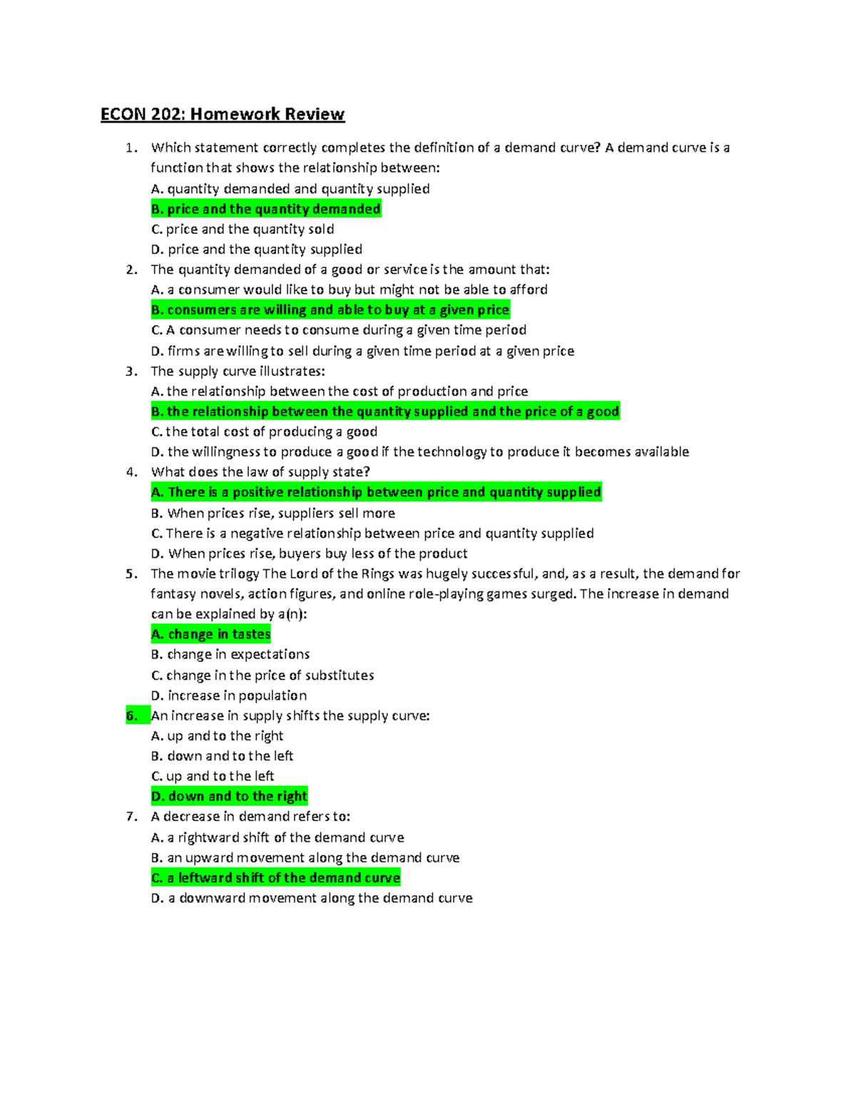 ECON 202 - Comprehensive Homework Review Guide - Studocu