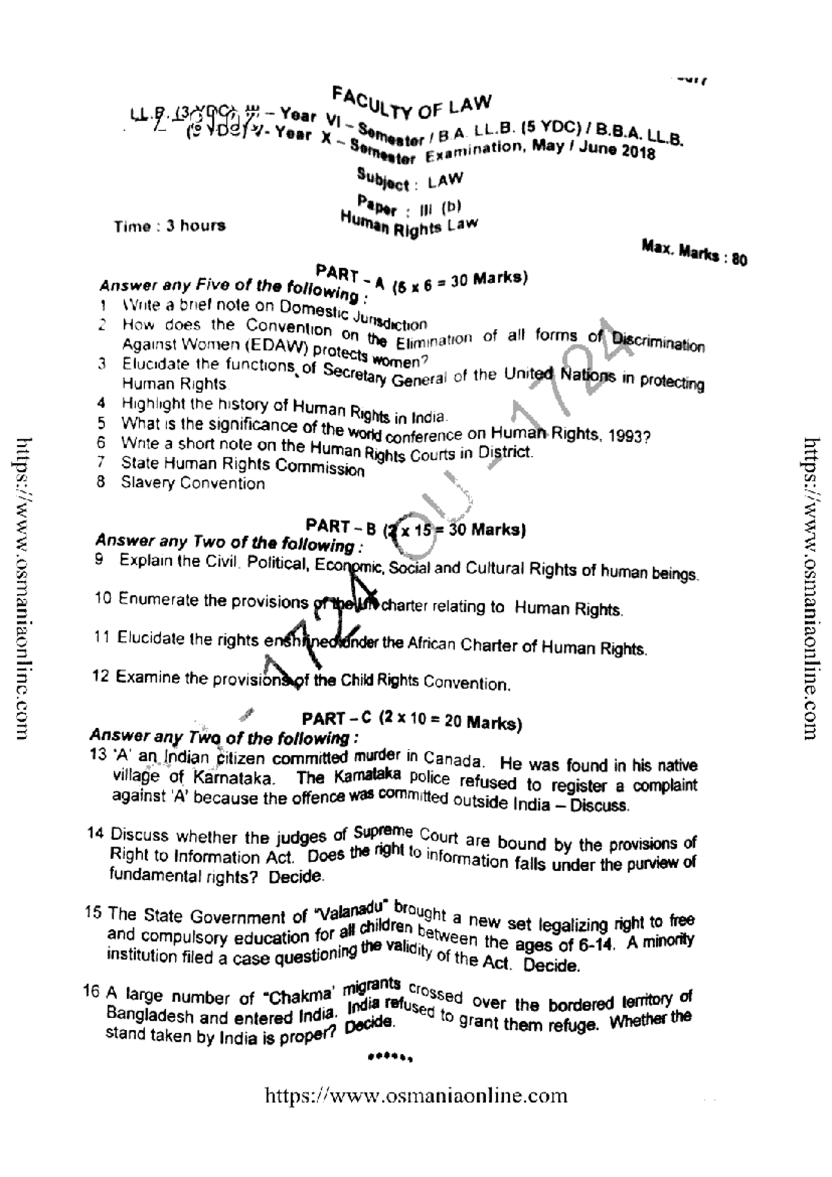 HR 2018 - B.B.A. LL.B. Human Rights Law Exam Model Paper - Studocu