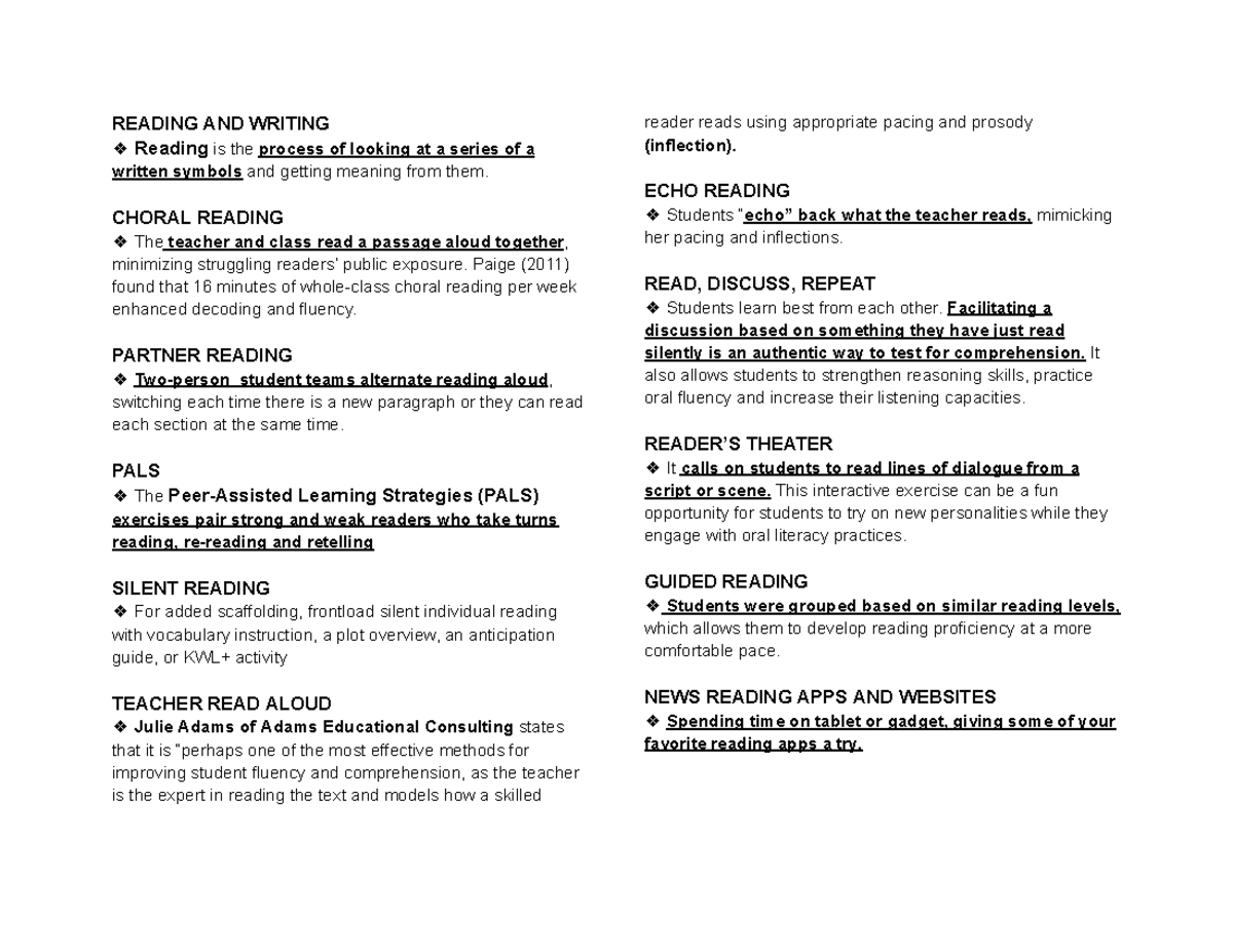 Reading and Writing - This will helo you a lot - READING AND WRITING ...