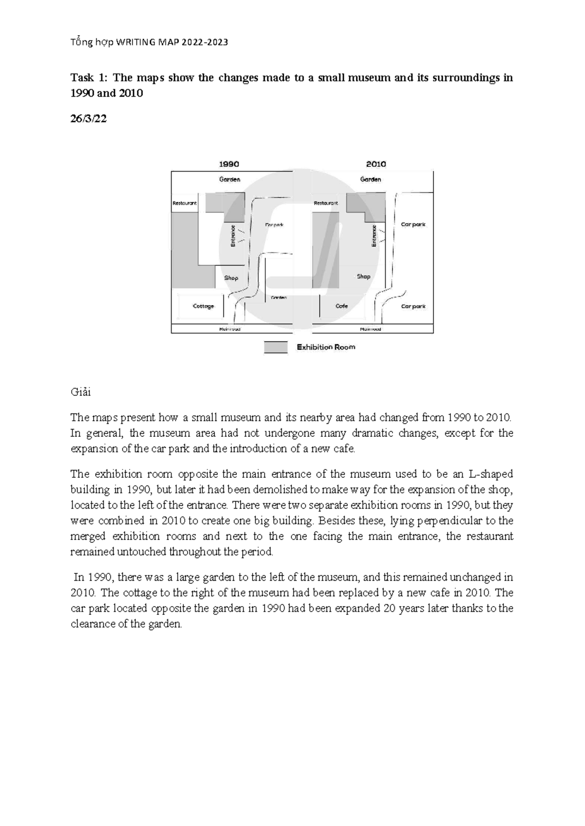 Tổng hợp WRITING MAP Task 1: Changes in Various Locations (2022-2023 ...