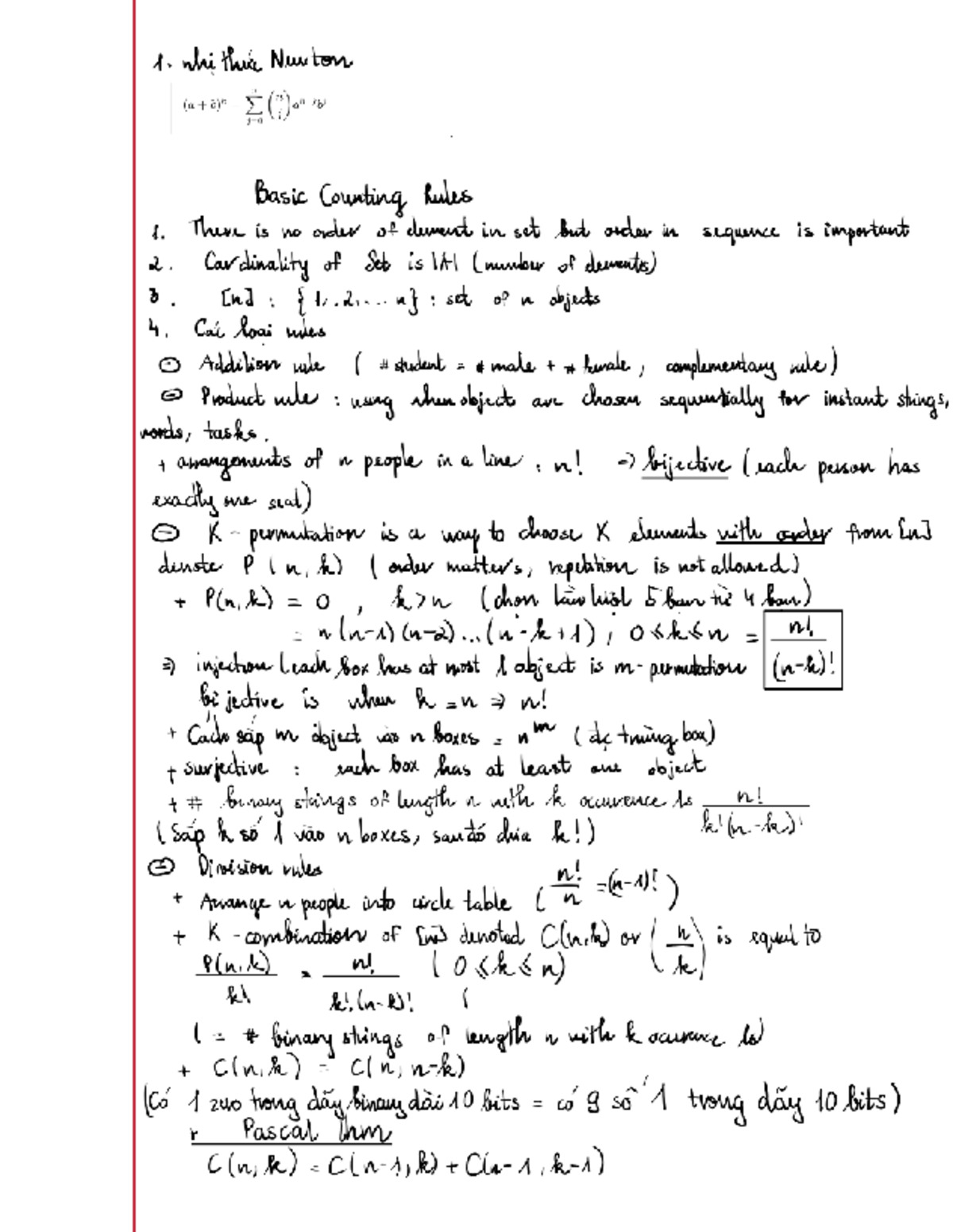 Cheatsheet for Counting Principles and Basic Rules (MATH 101) - Studocu