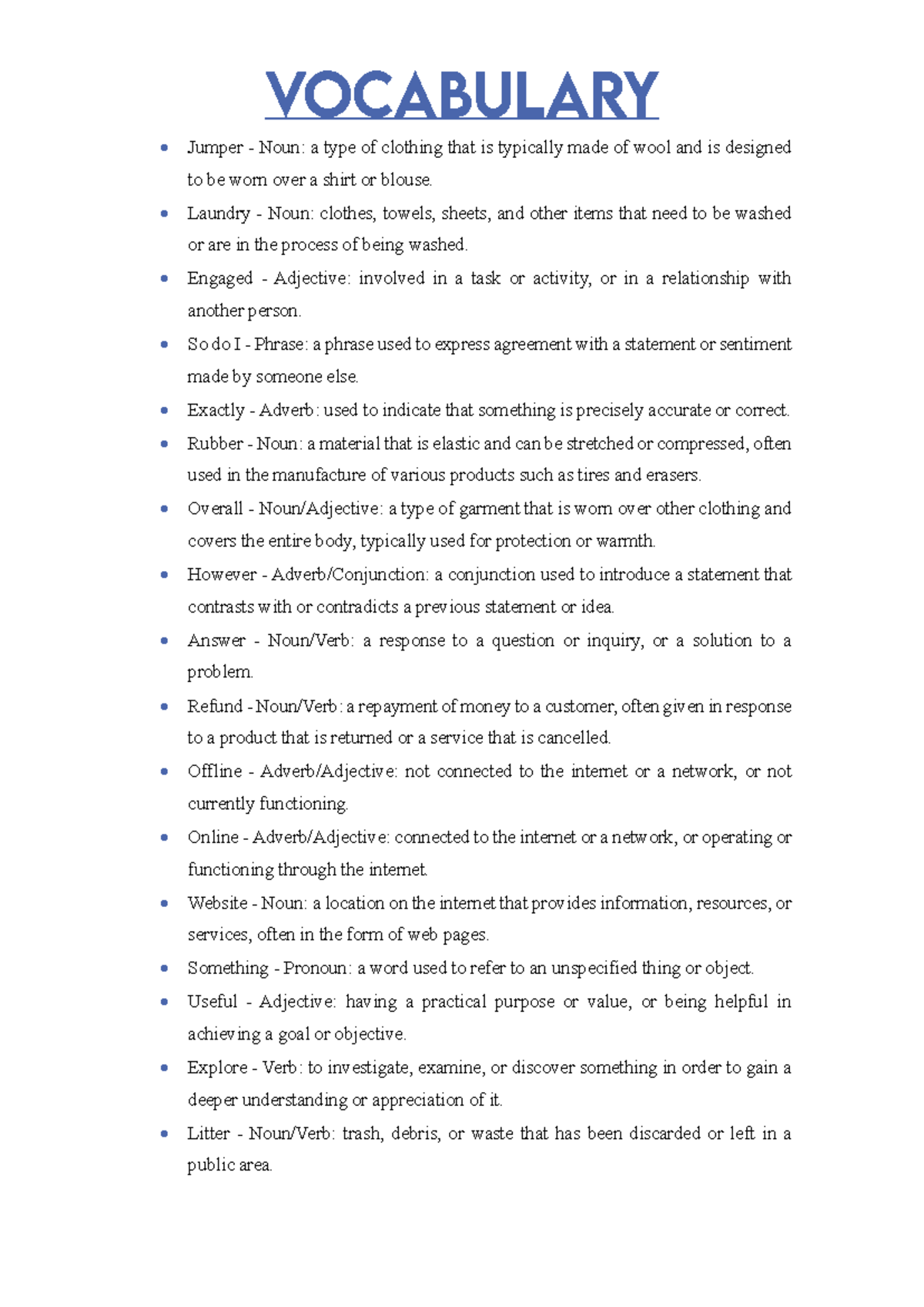 Vocabulary Study Guide: Key Terms and Definitions (Course Code: NKMÑLÑ ...
