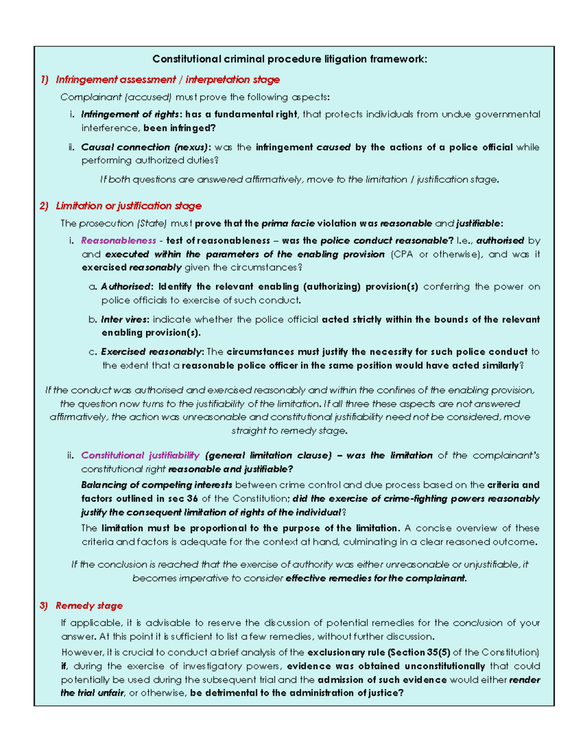 Constitutional Criminal Procedure: Infringement & Justification ...
