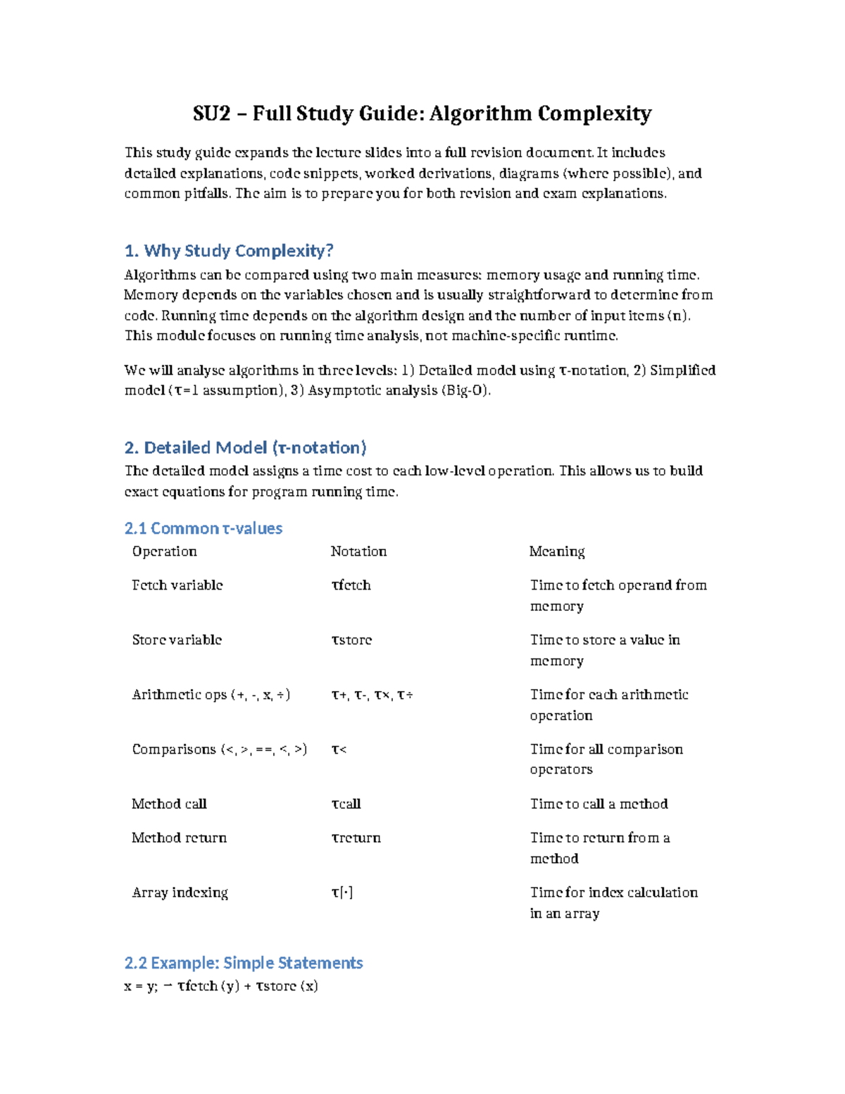 SU2 Full Study Guide: Understanding Algorithm Complexity - Studocu