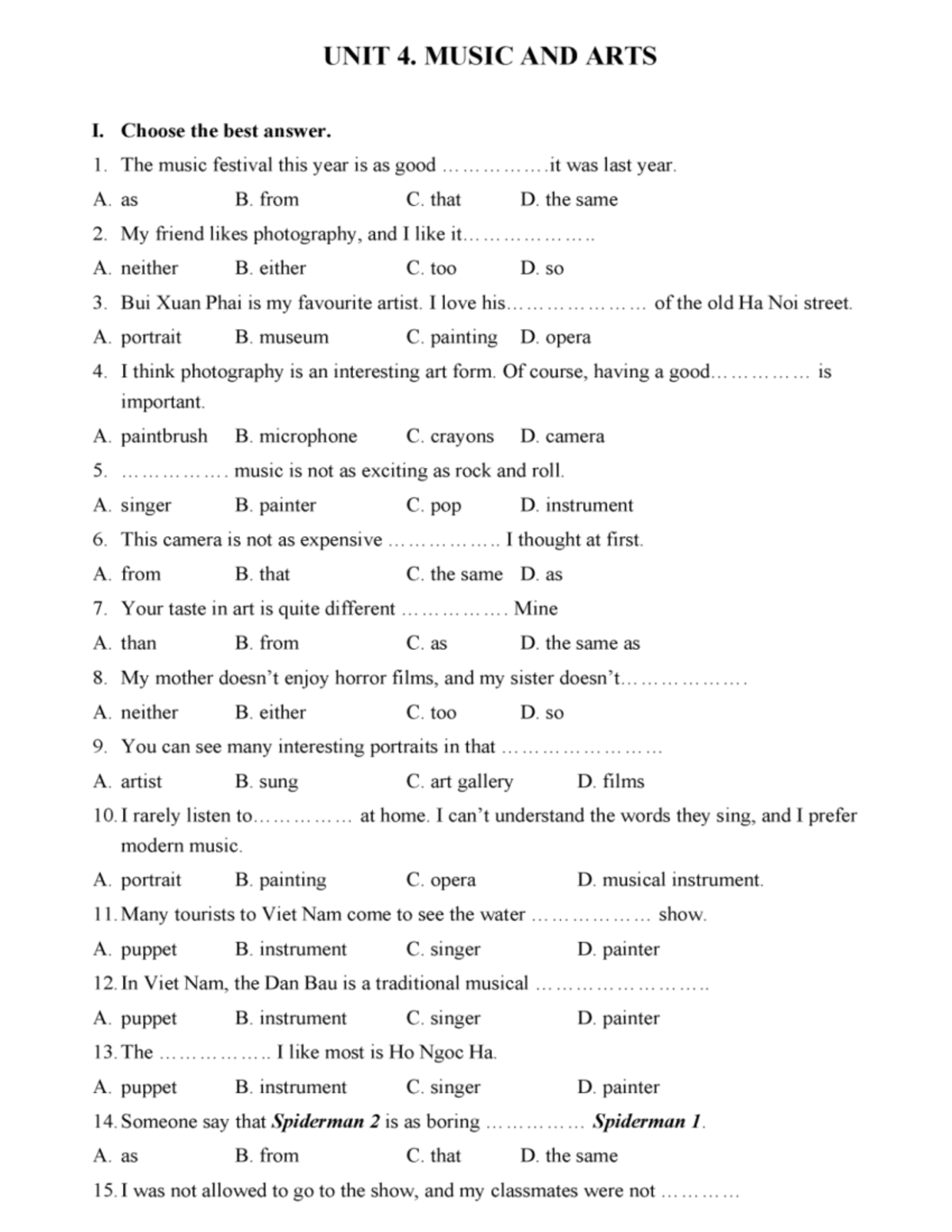 UNIT 4 practice 1 - English - Studocu