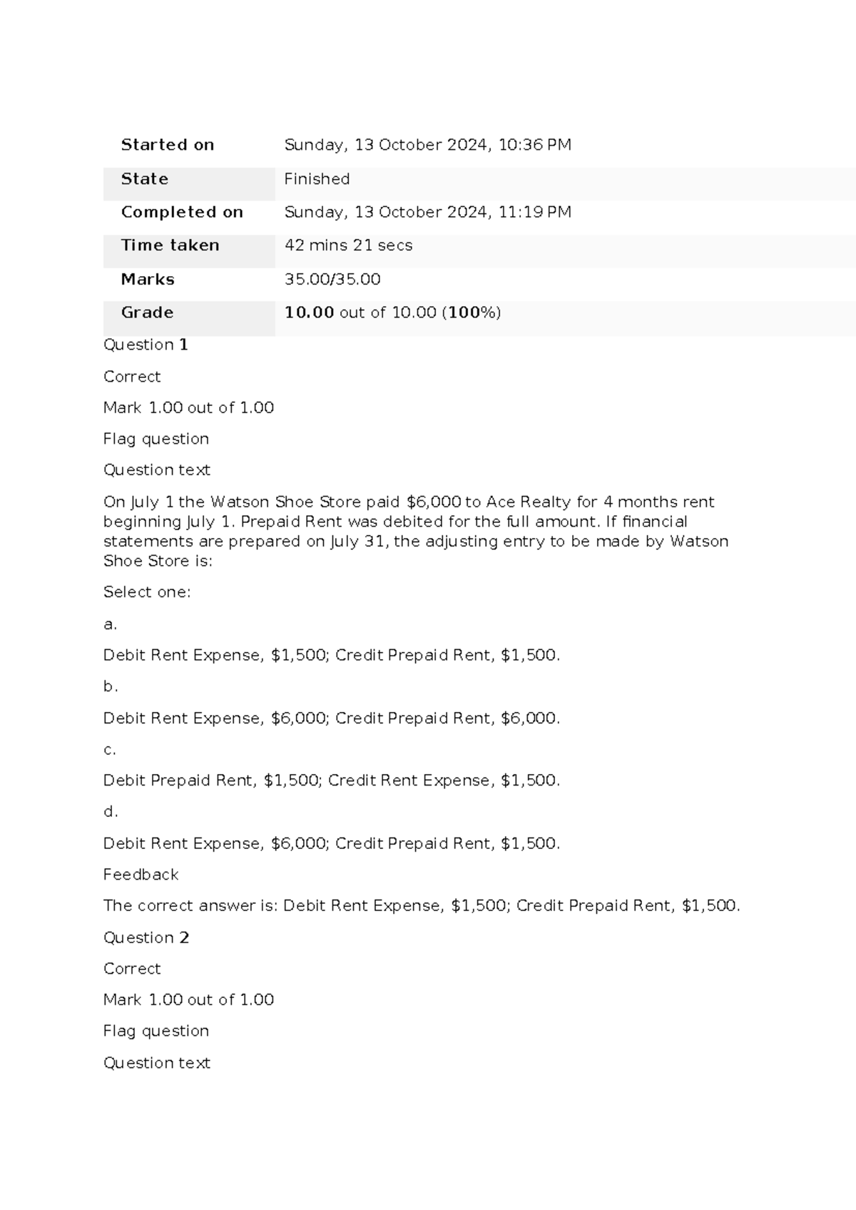 Accounting Adjustments: MCQ Review for ACC 101 Final Exam - Studocu