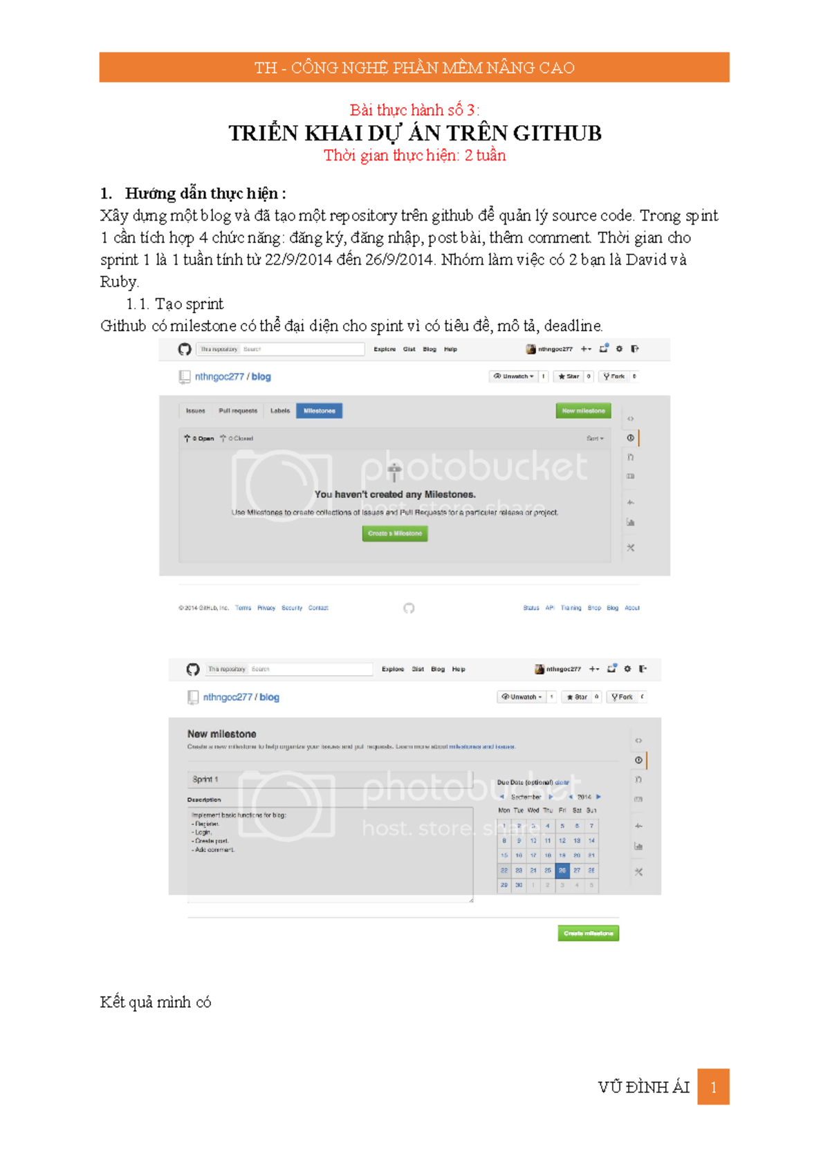 Bài thực hành số 3: Triển khai dự án trên GitHub - TH CN PM Nâng cao ...