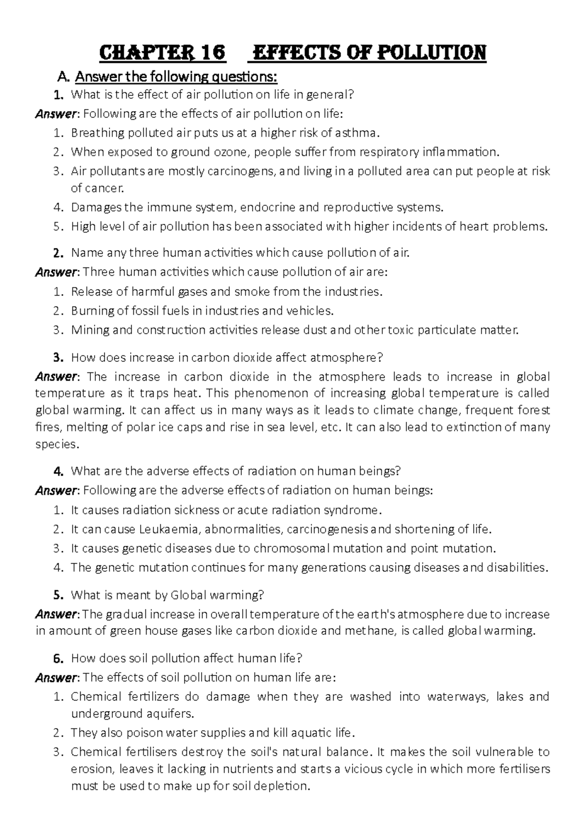 Chapter 16: Effects of Pollution on Human Health and Environment - Studocu
