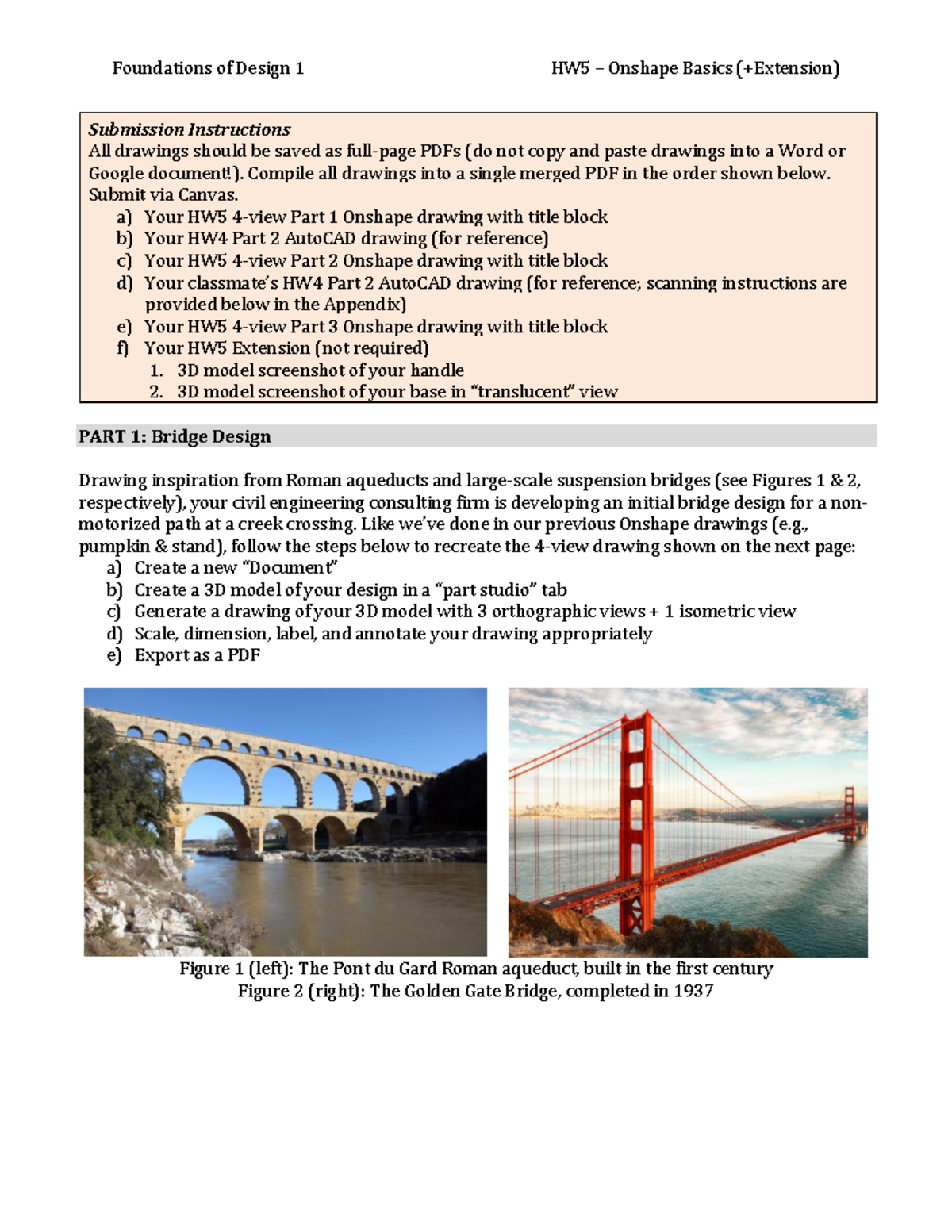HW5 - Onshape Basics: Bridge Design & 3D Modeling Guidelines - Studocu