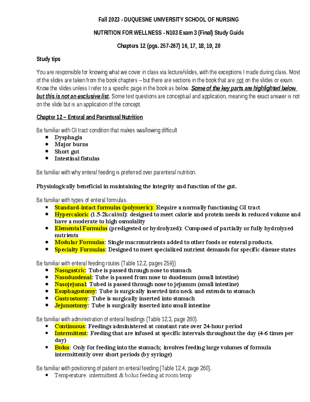 NUTRITION FOR WELLNESS (N103) Final Exam 3 Study Guide - Studocu