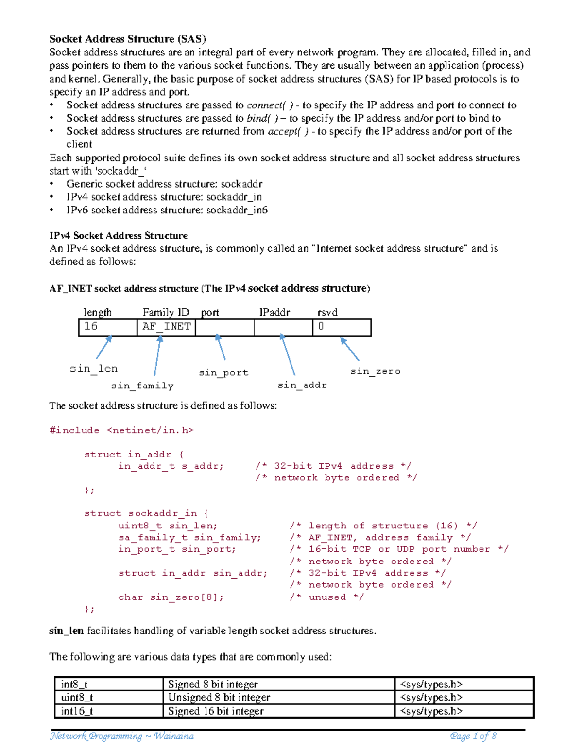 Socket Programming: Understanding Socket Address Structures (SAS) - Studocu