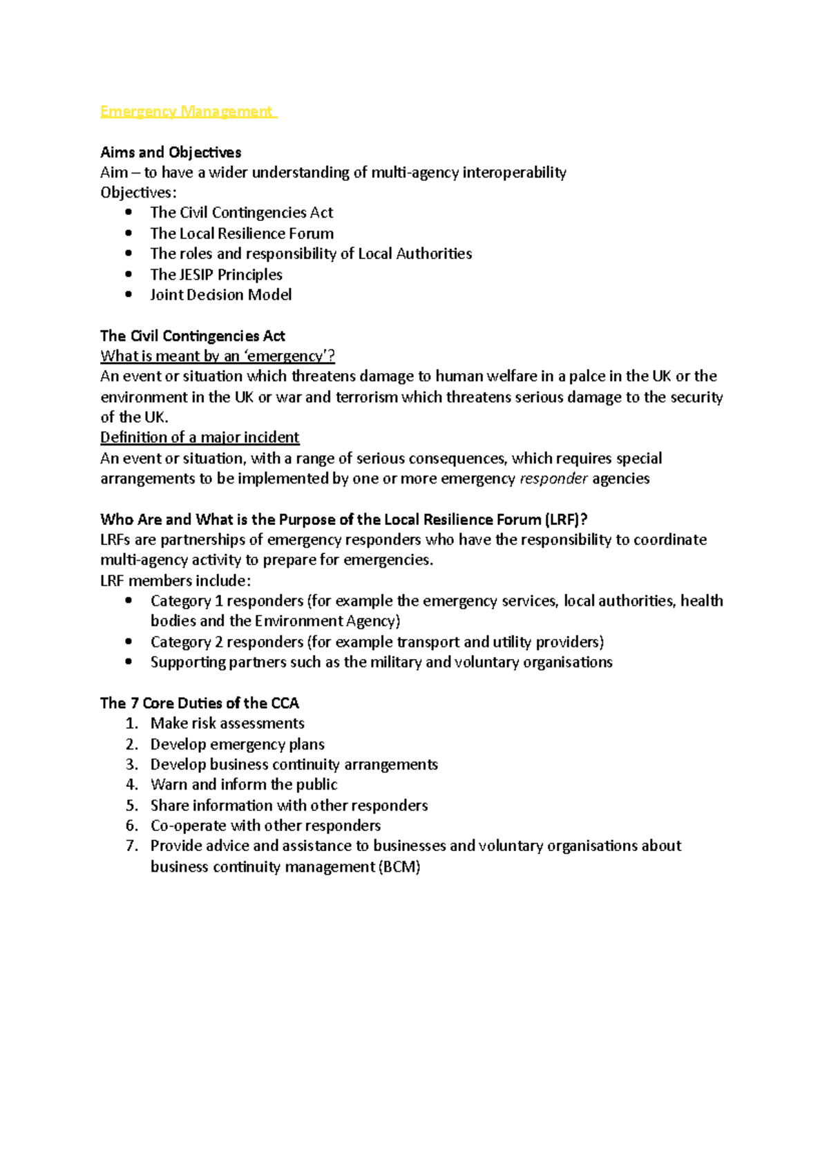 Emergency Management & Health Planning (EMHP) Overview and Key ...