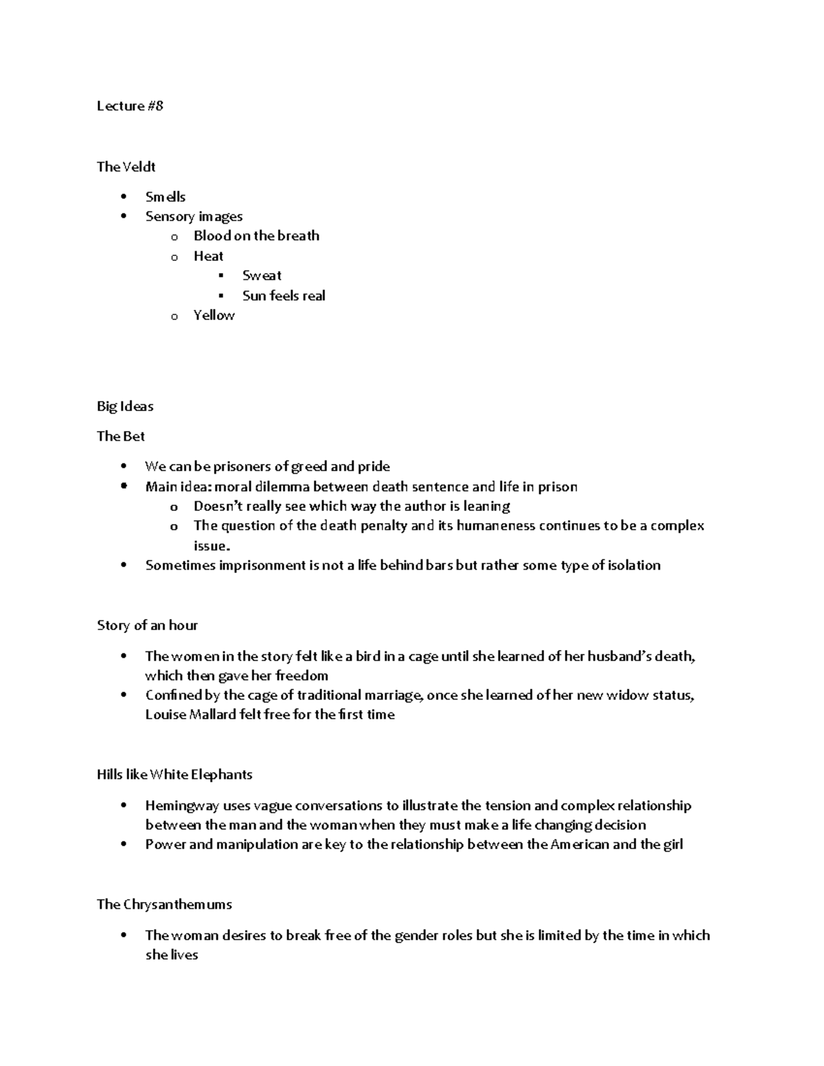 LIT1015 - Lecture 8: Analyzing Themes in Short Stories - Studocu