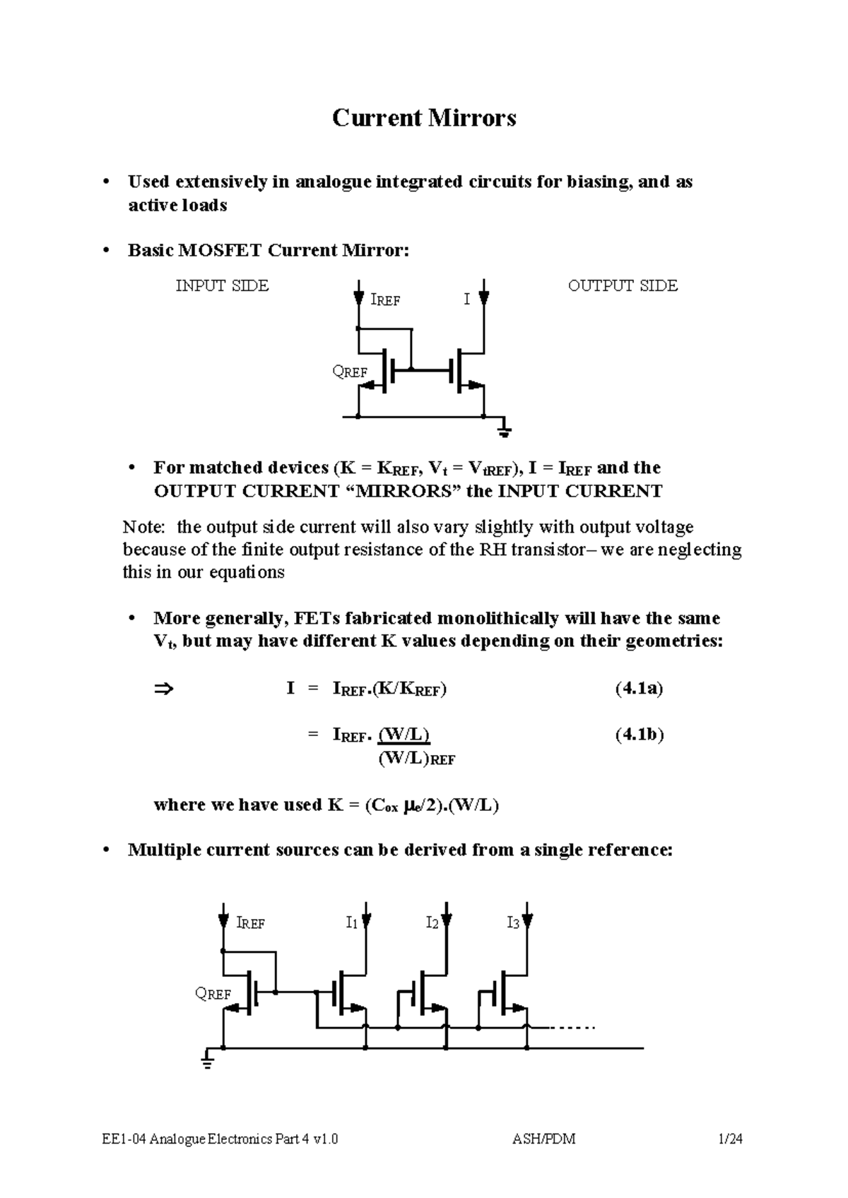 Part 4 - Lecture Notes on Current Mirrors & Differential Amplifiers ...