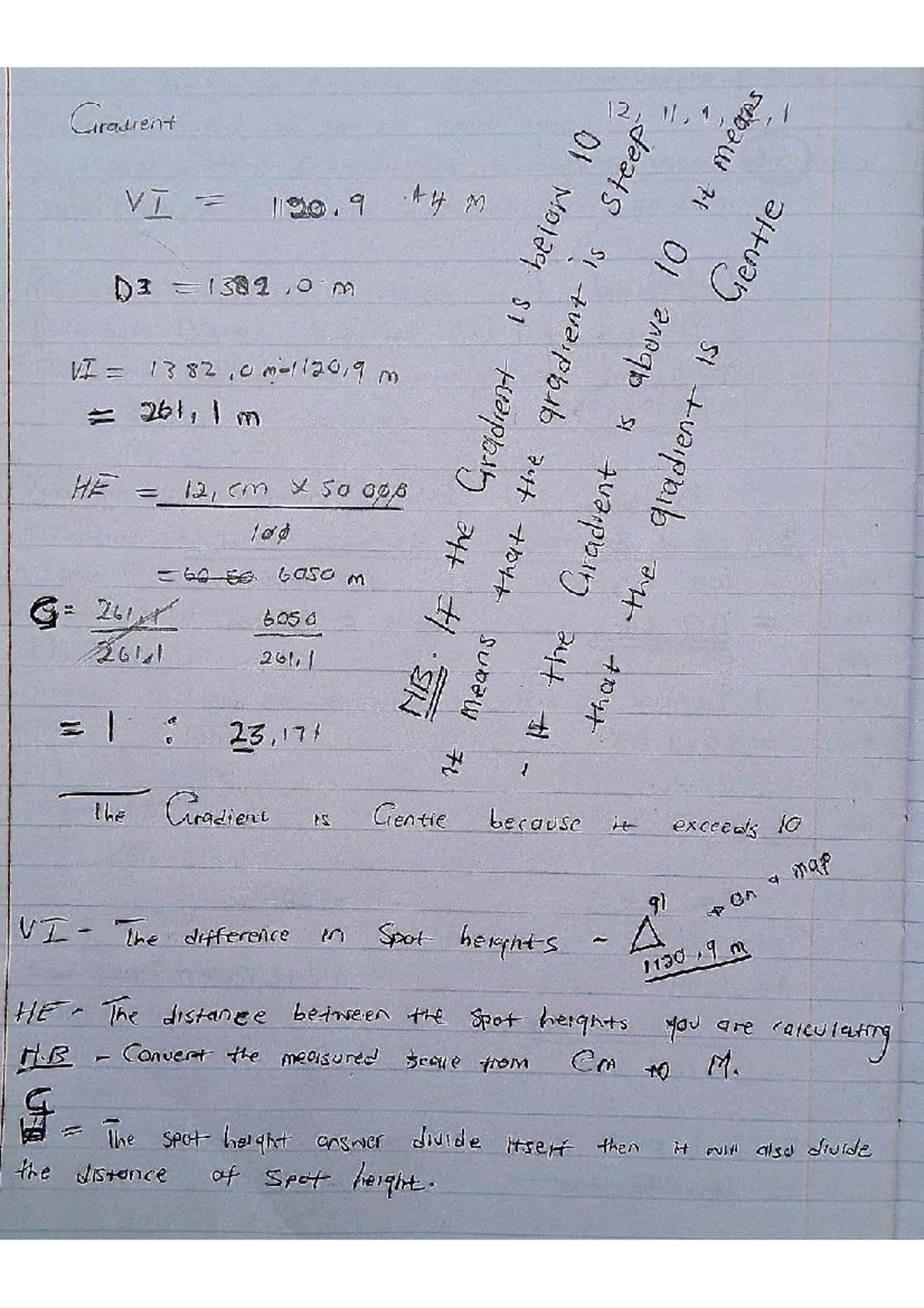 Geography VI 1120.9: Understanding gradient and distance calculations ...