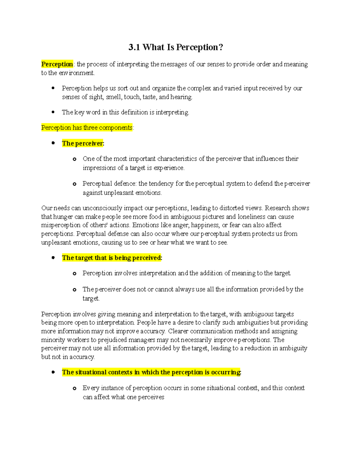 Chapter 3 - Perception and Social Identity: Lecture Notes - Studocu
